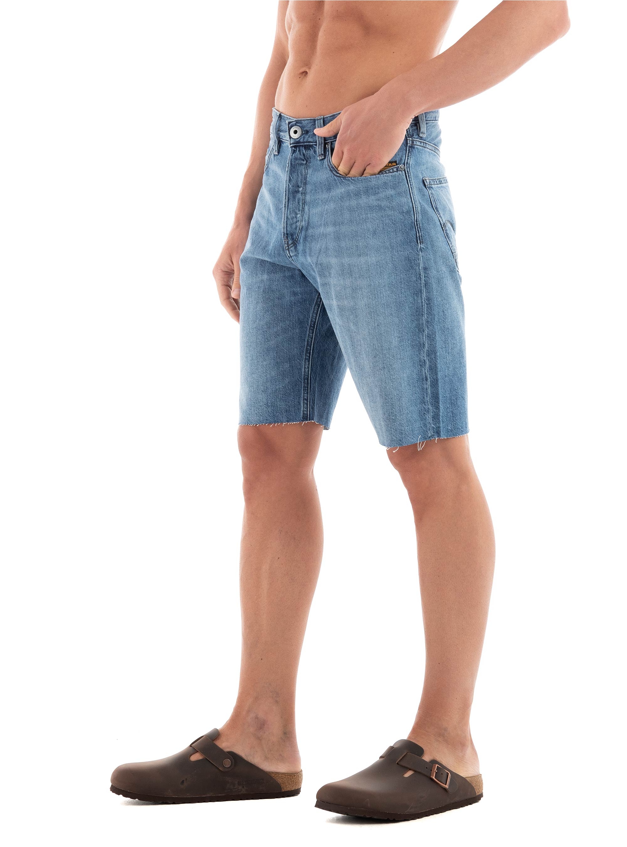 G-Star Dakota Raw Edge Denim Shorts - Medium Aged Denim