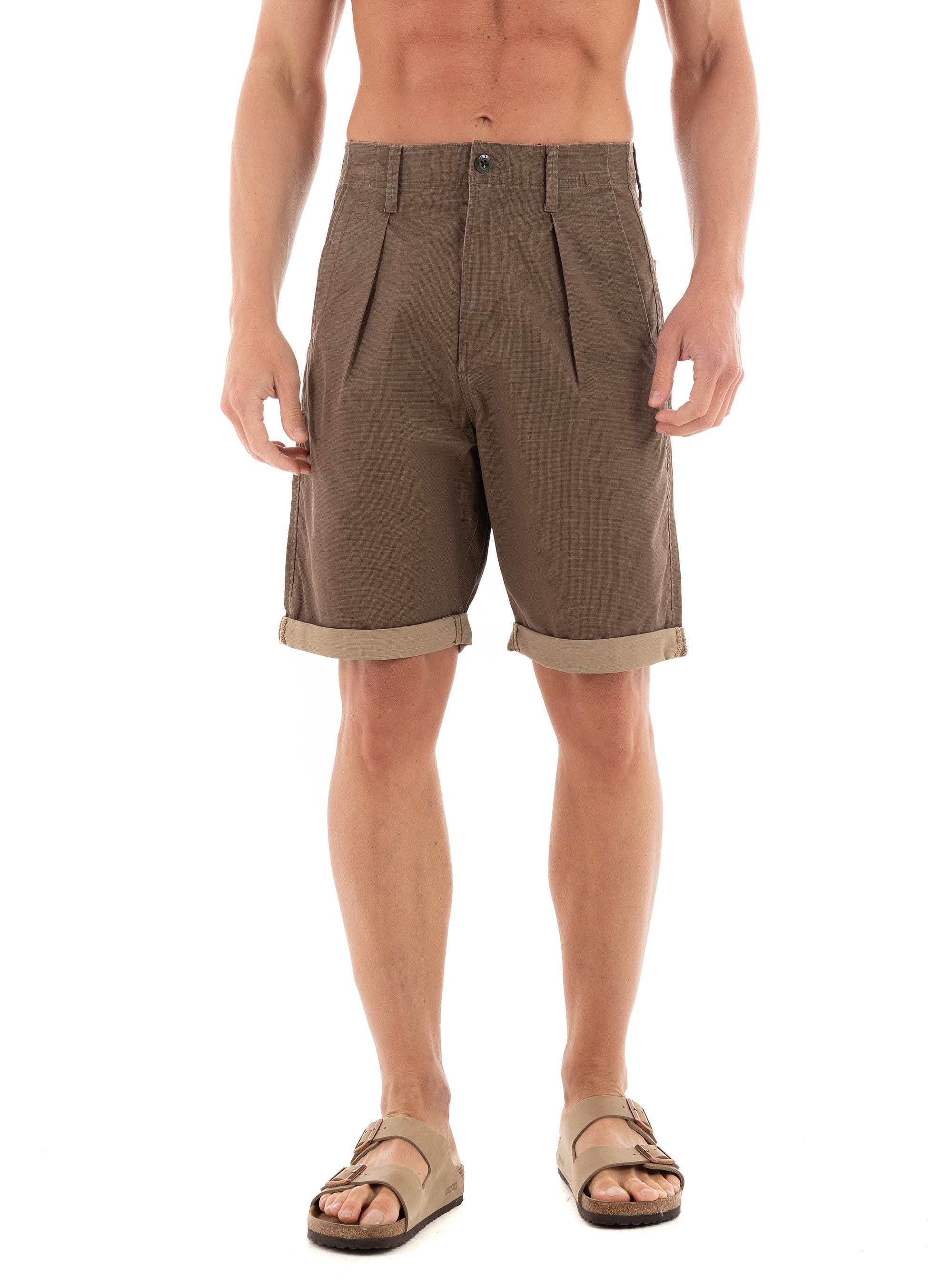 G-Star Pleated Chino Shorts - Light Brown