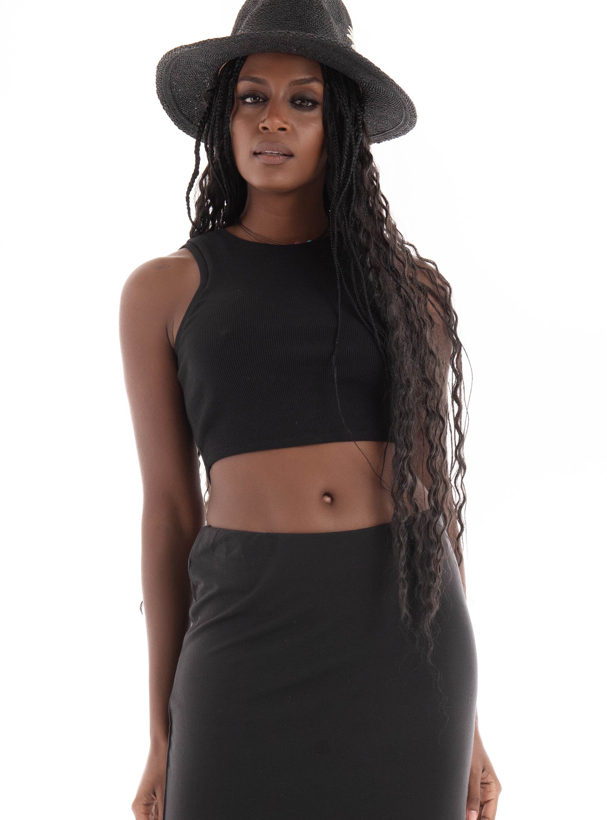 Only Vilma Cropped Tank Top - Black