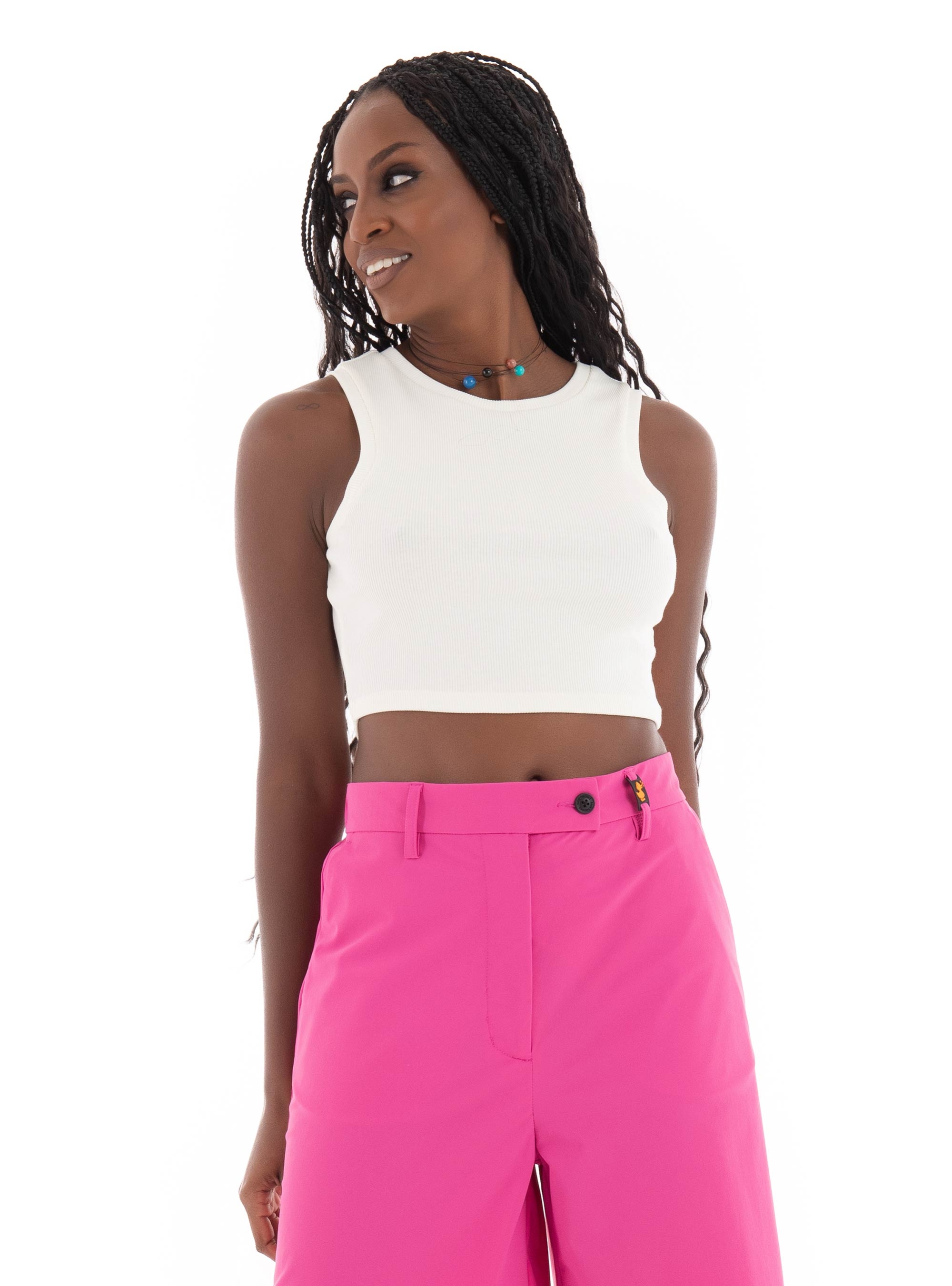 Only Vilma Cropped Tank Top - White