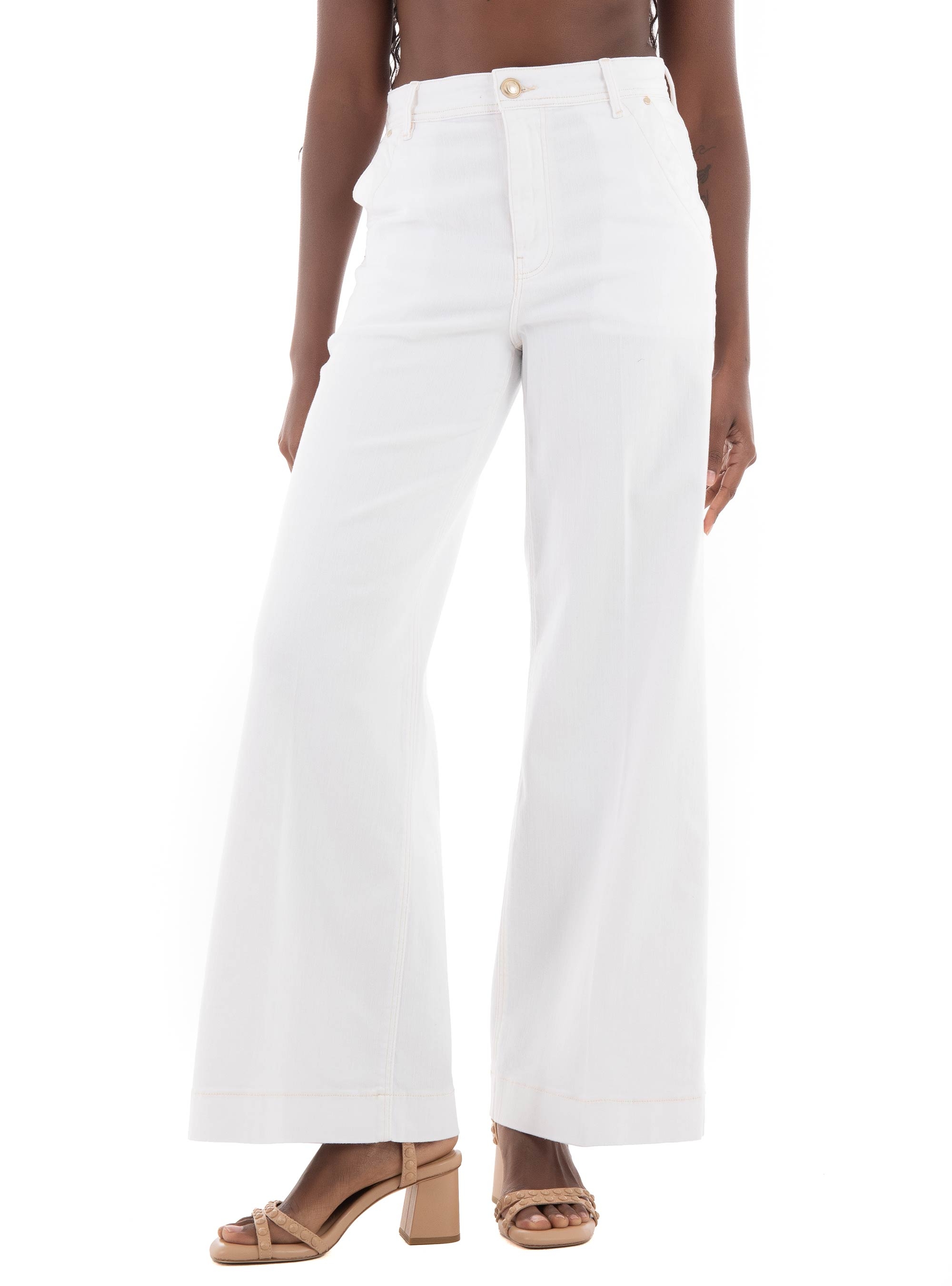 Guess Dakota High Wide Crop Pants - White