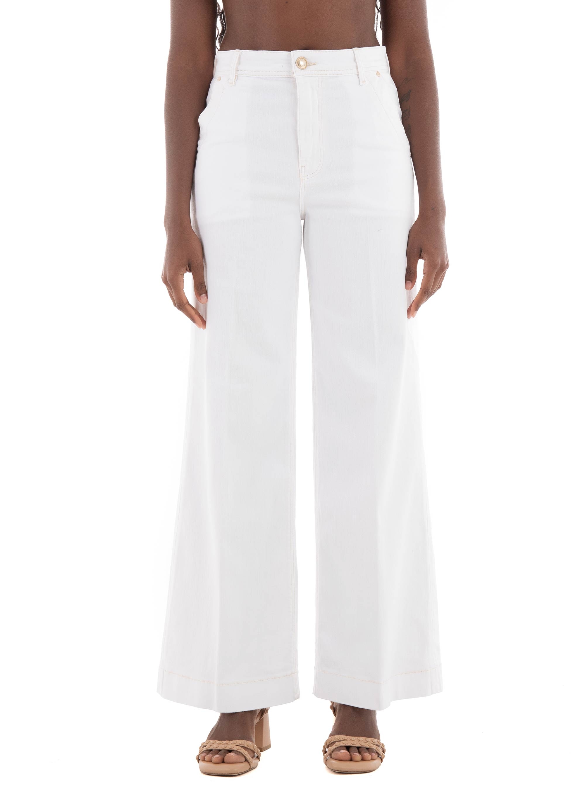 Guess Dakota High Wide Crop Pants - White