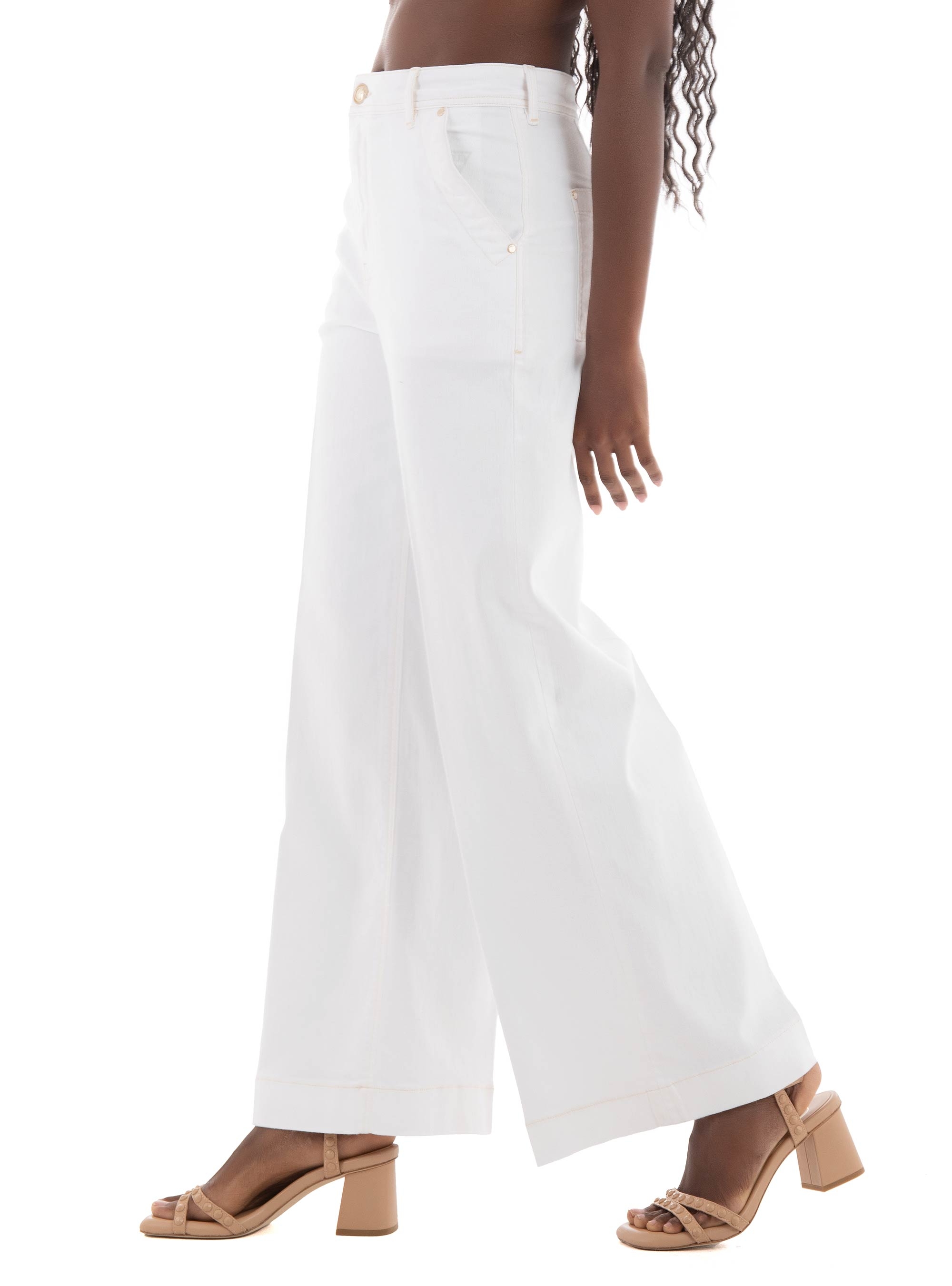 Guess Dakota High Wide Crop Pants - White