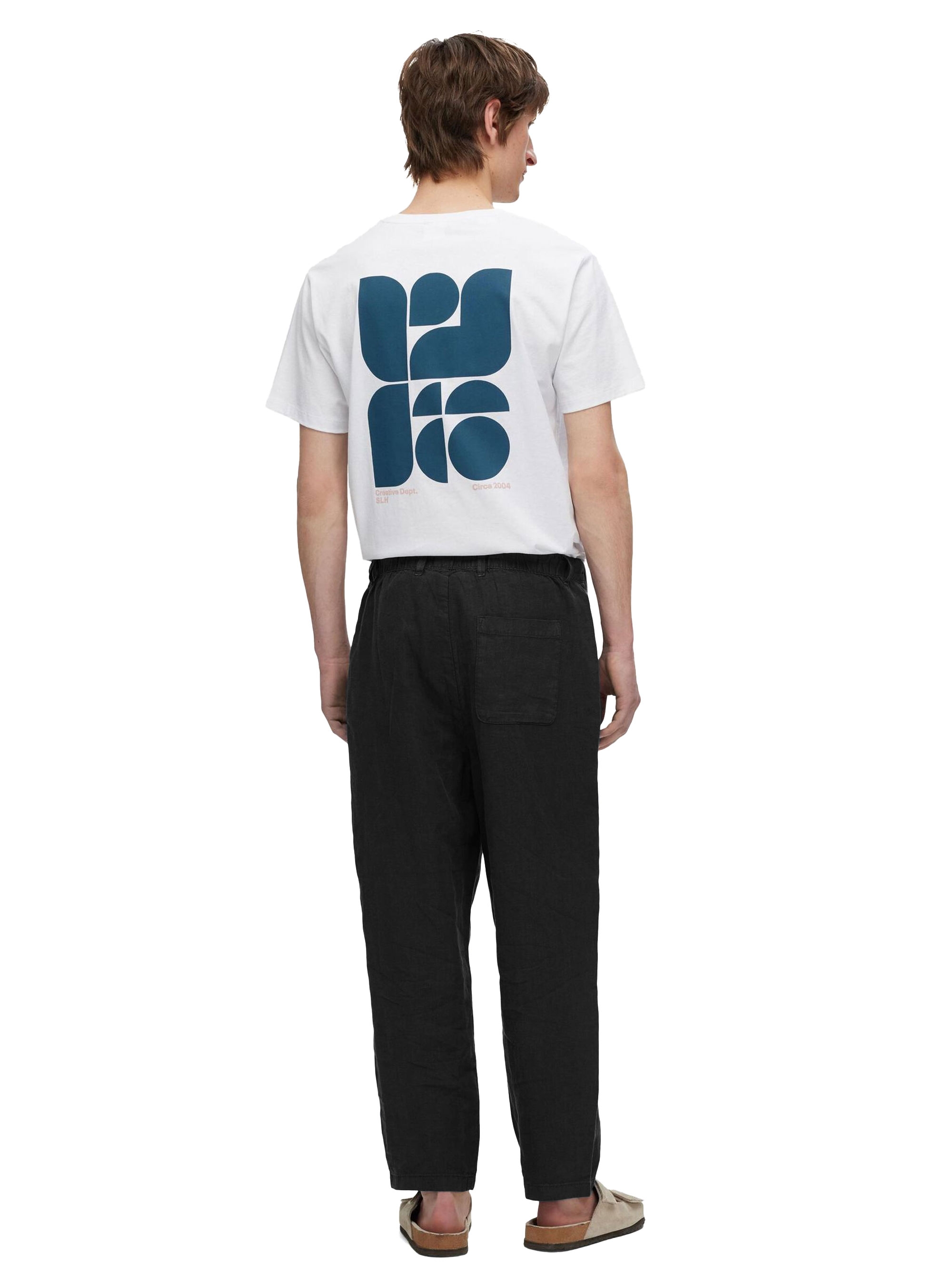 Selected 180 Relaxed Cropped Magnus Linen Pants - Black