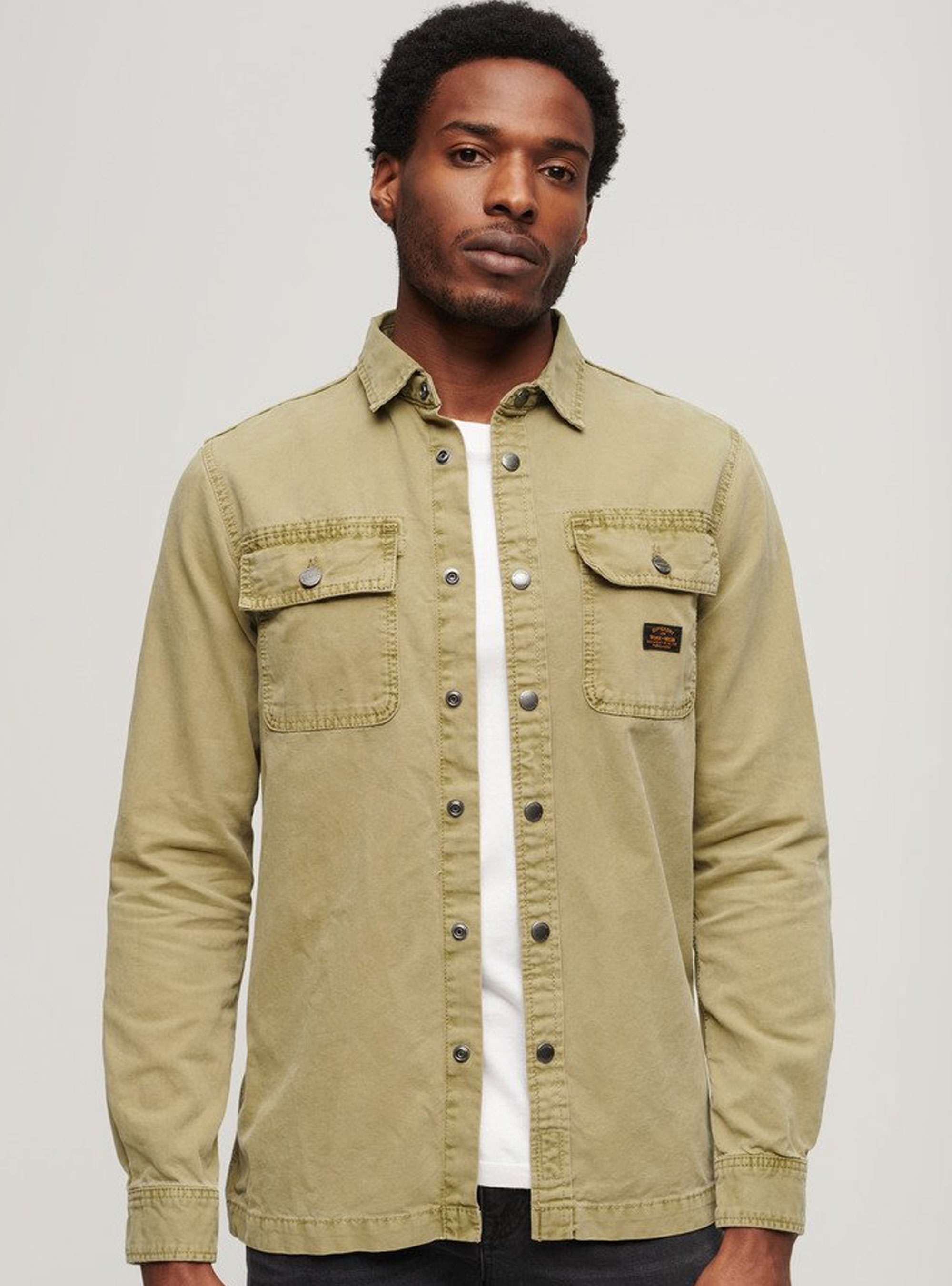 Superdry D2 Ovin Canvas Workwear Overshirt - Olive 