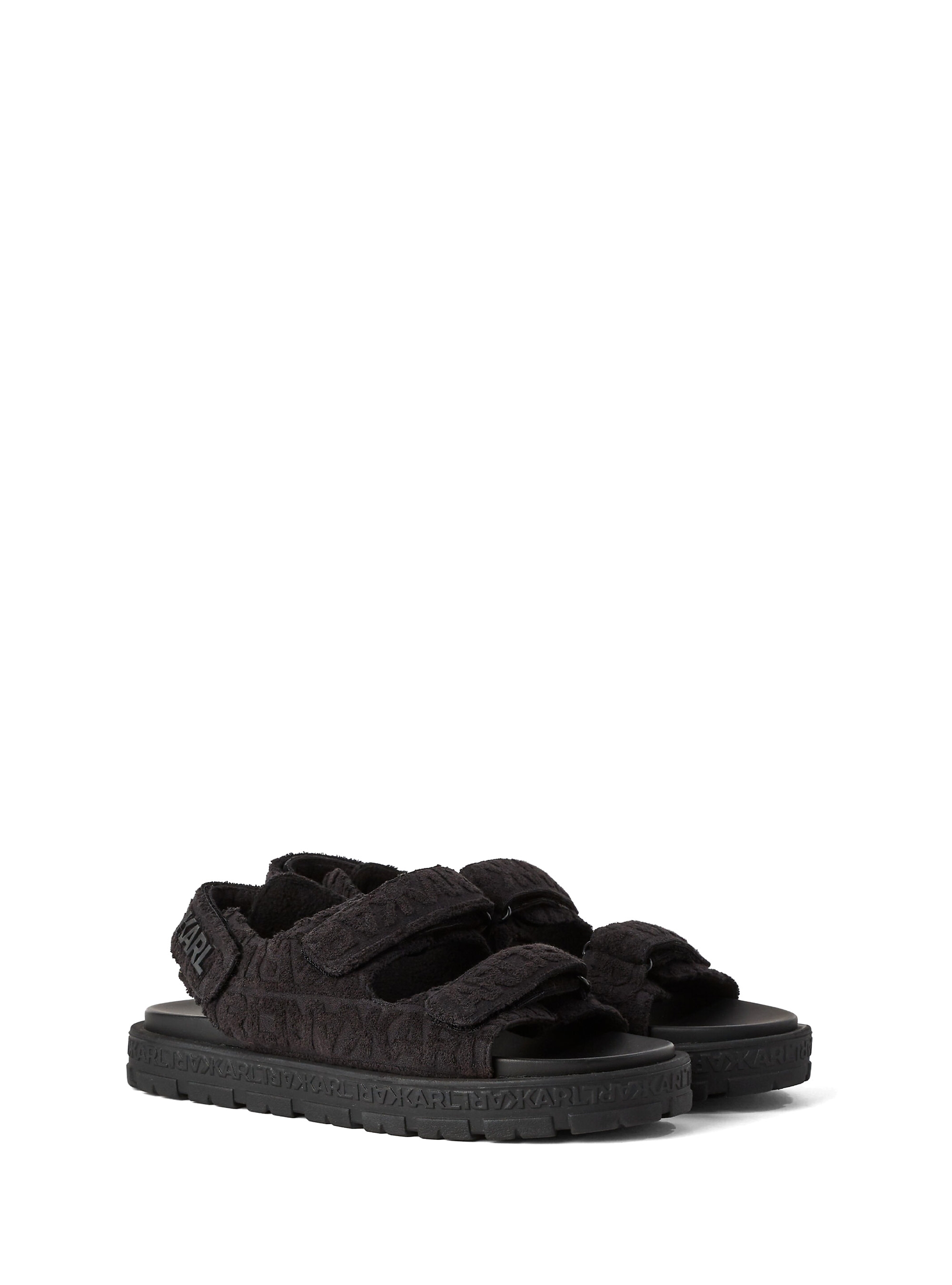 Karl Lagerfeld Towel Trim Two-Strap Sandals - Black
