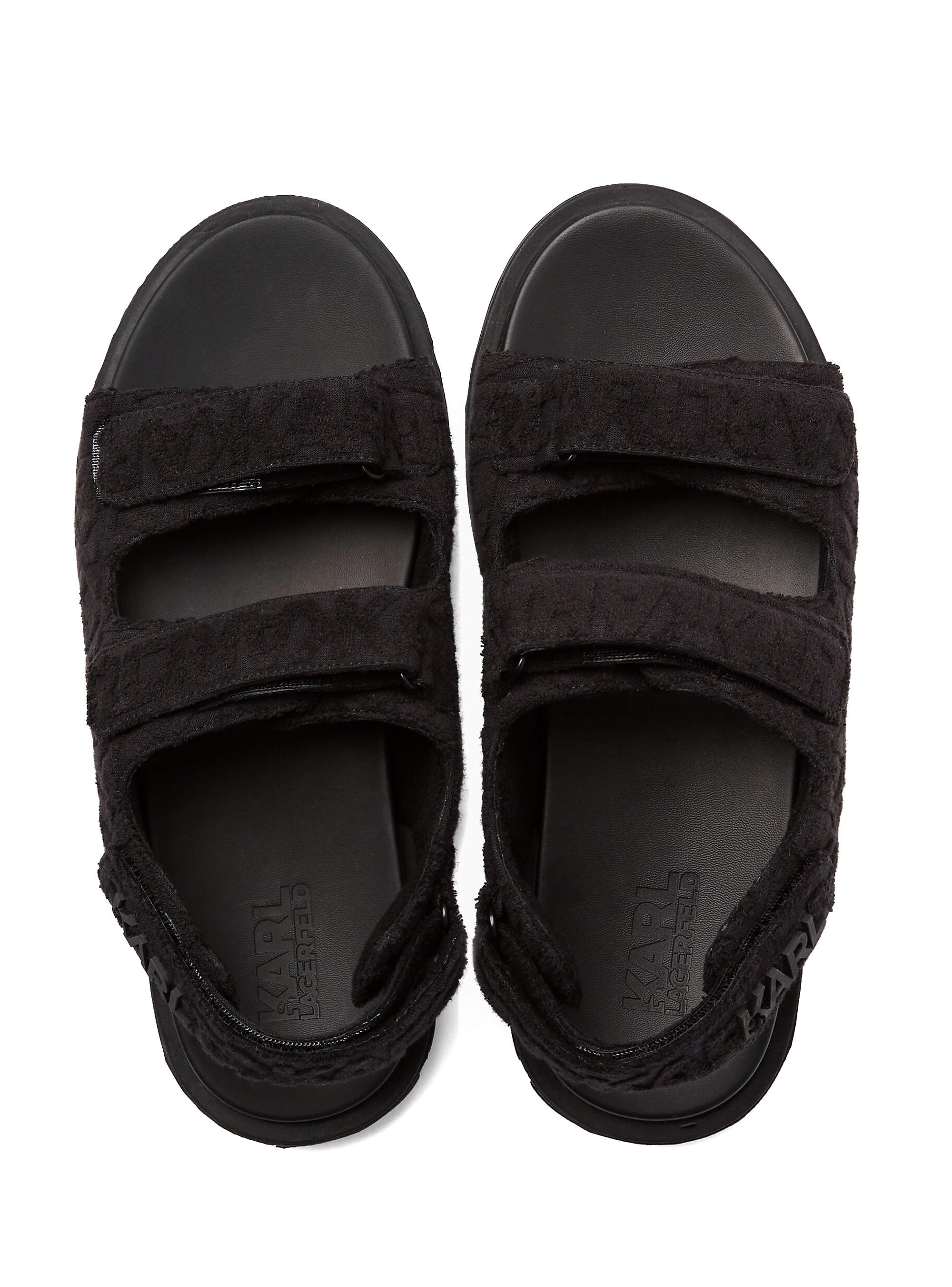 Karl Lagerfeld Towel Trim Two-Strap Sandals - Black