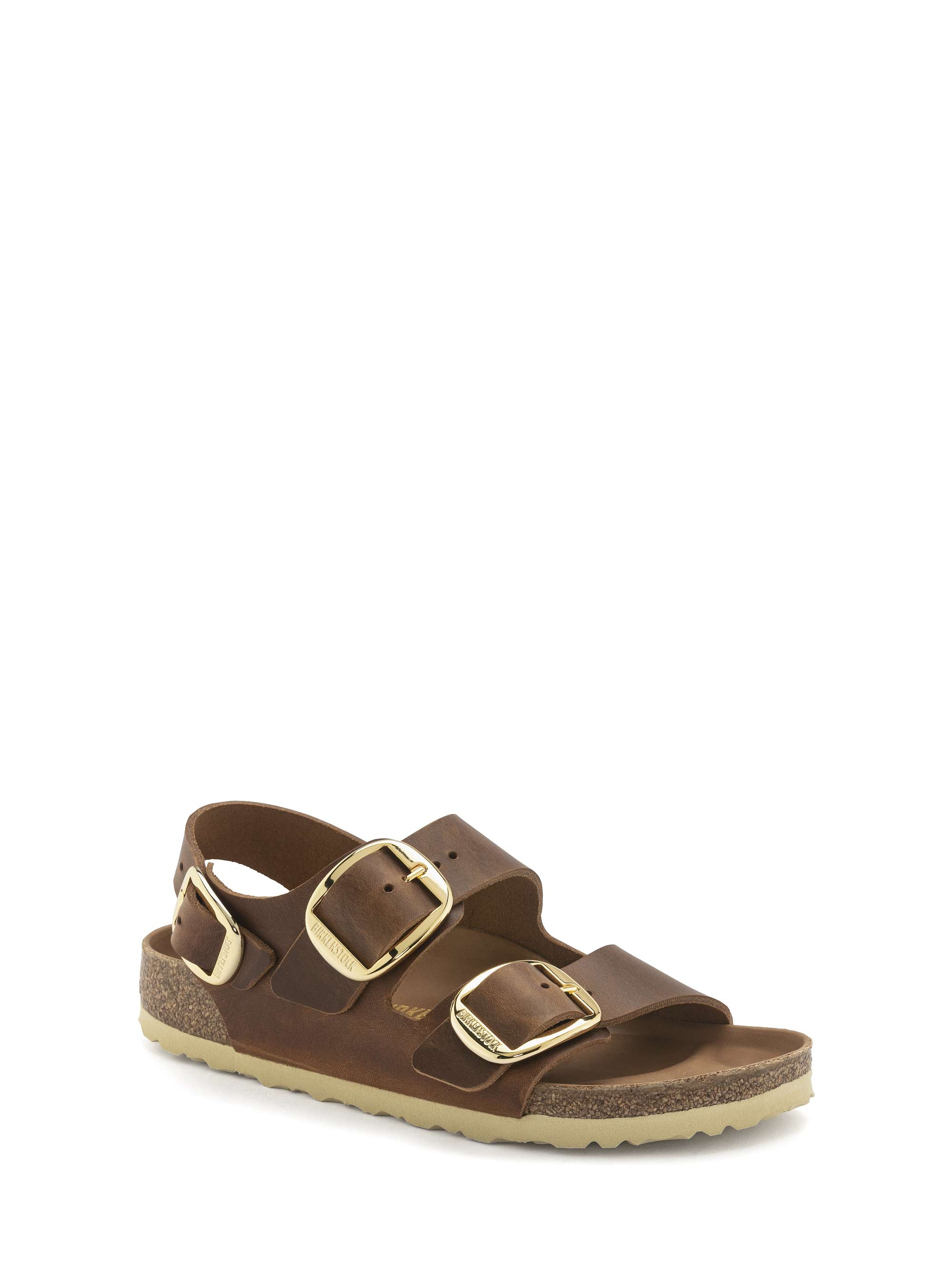 Birkenstock Milano Big Buckle Leather Oiled Narrow Fit Sandals - Cognac