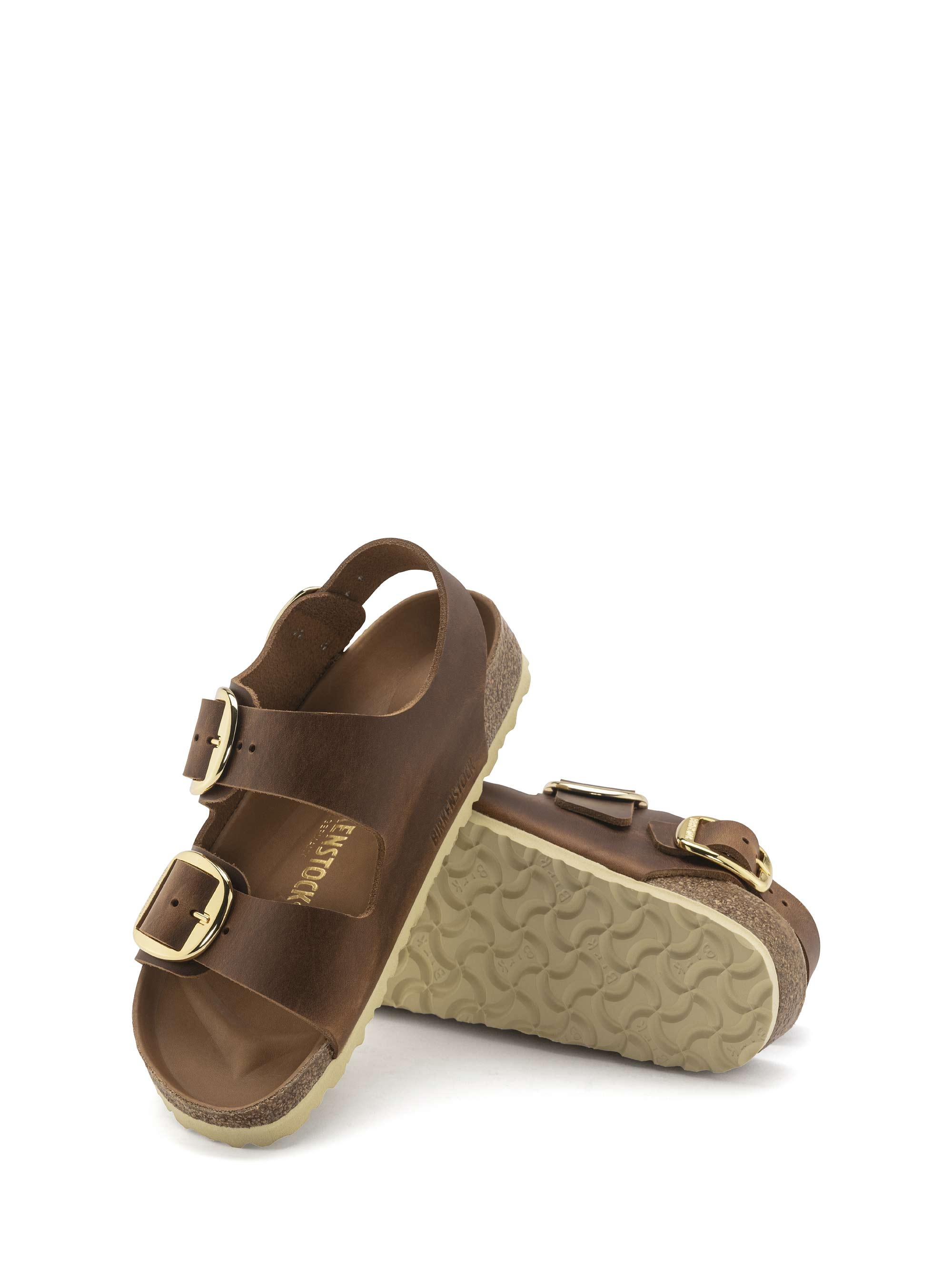Birkenstock Milano Big Buckle Leather Oiled Narrow Fit Sandals - Cognac