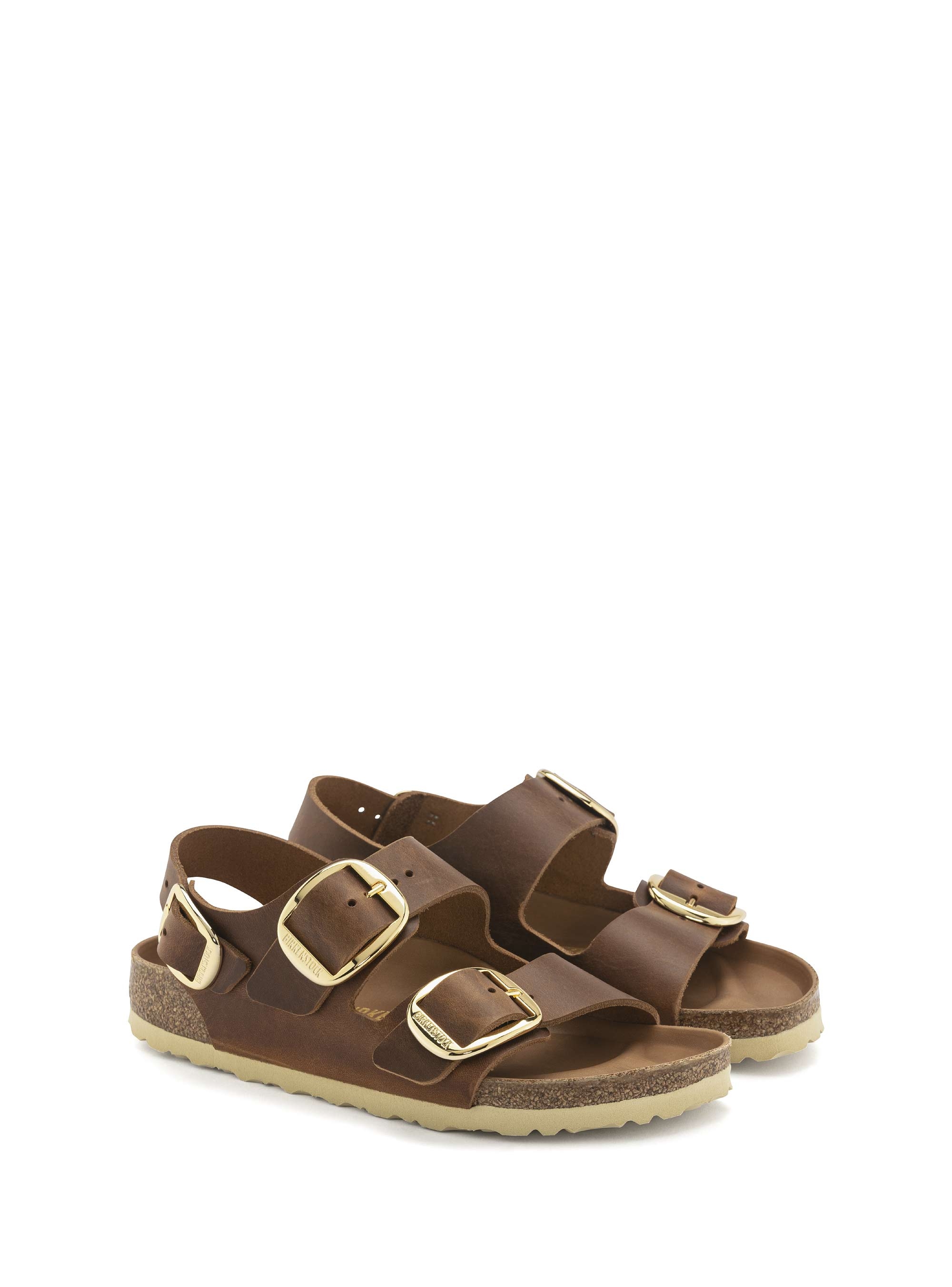 Birkenstock Milano Big Buckle Leather Oiled Narrow Fit Sandals - Cognac
