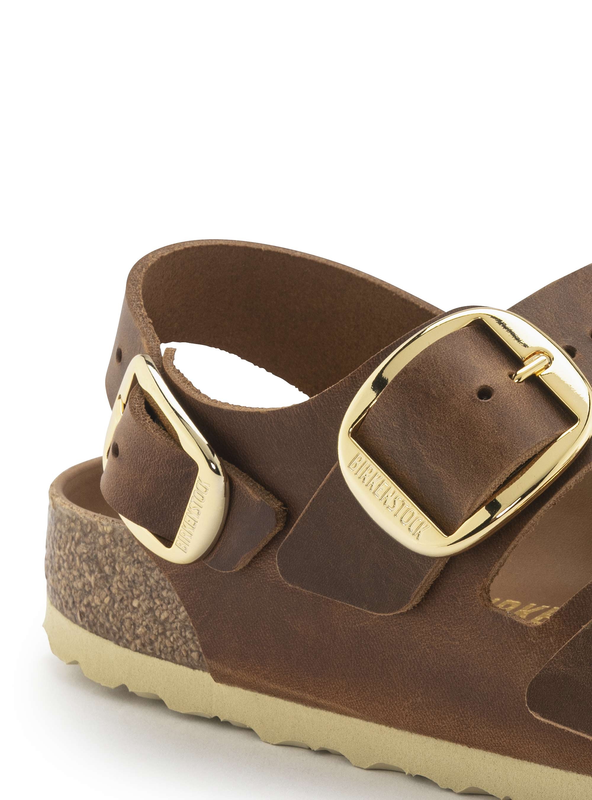 Birkenstock Milano Big Buckle Leather Oiled Narrow Fit Sandals - Cognac