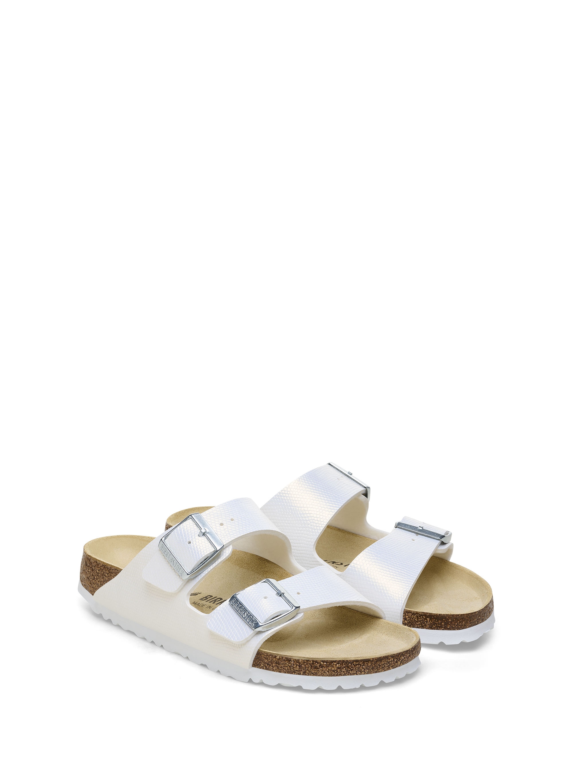 Birkenstock Arizona Birko Flor Shiny Narrow Fit Sandals - White