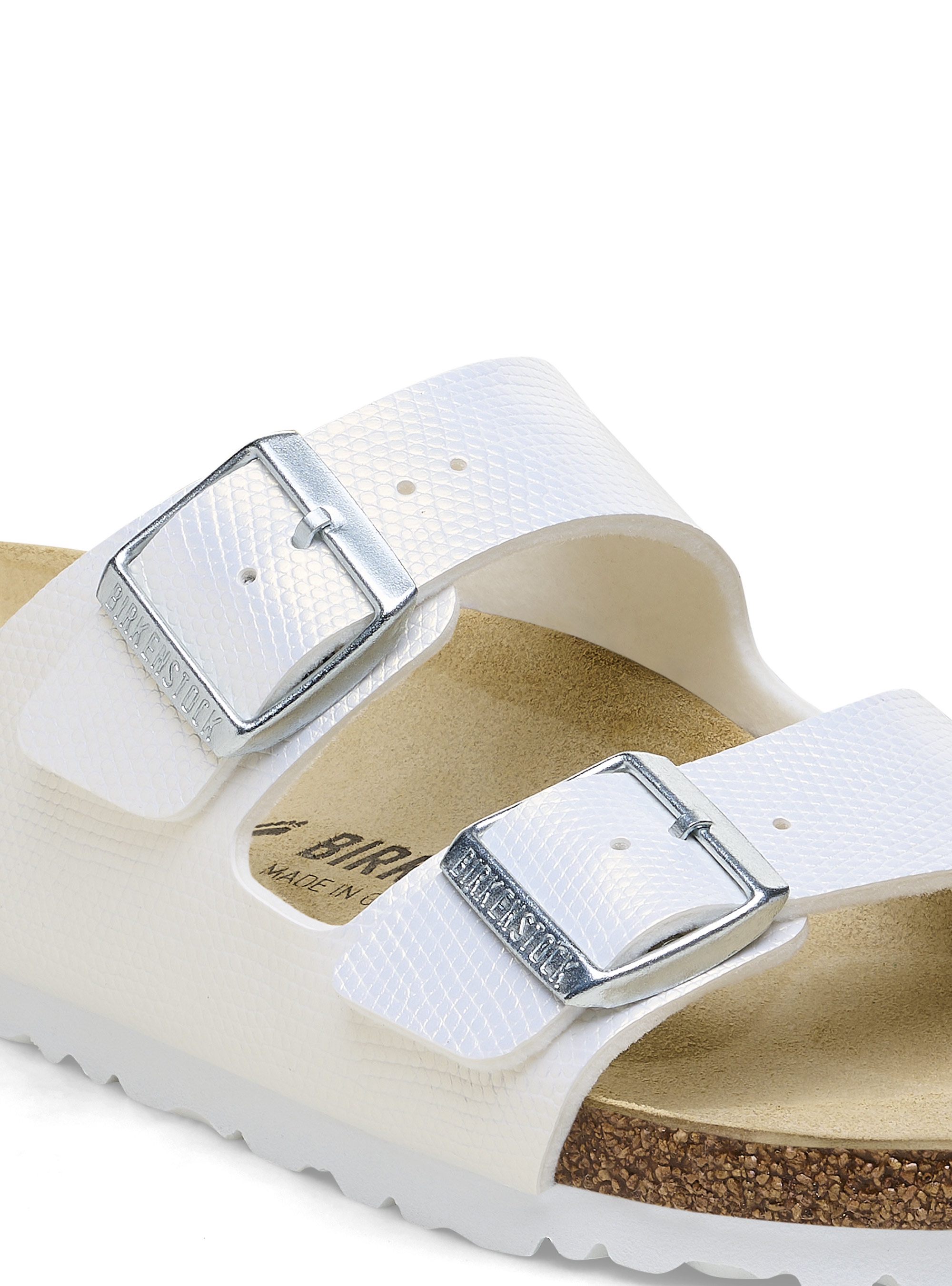Birkenstock Arizona Birko Flor Shiny Narrow Fit Sandals - White