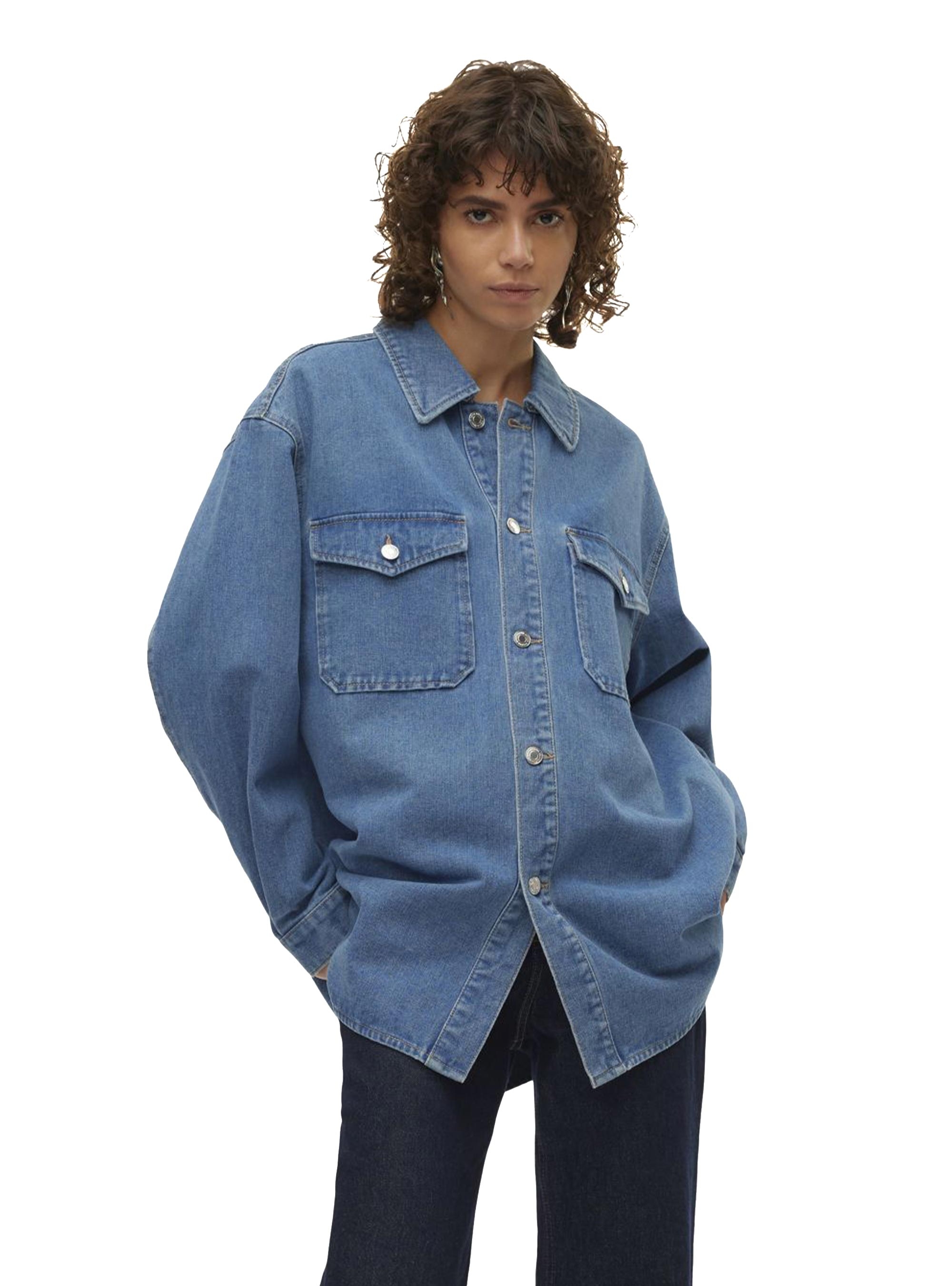 Vero Moda Naya Oversized Denim Shirt - Medium Aged Denim