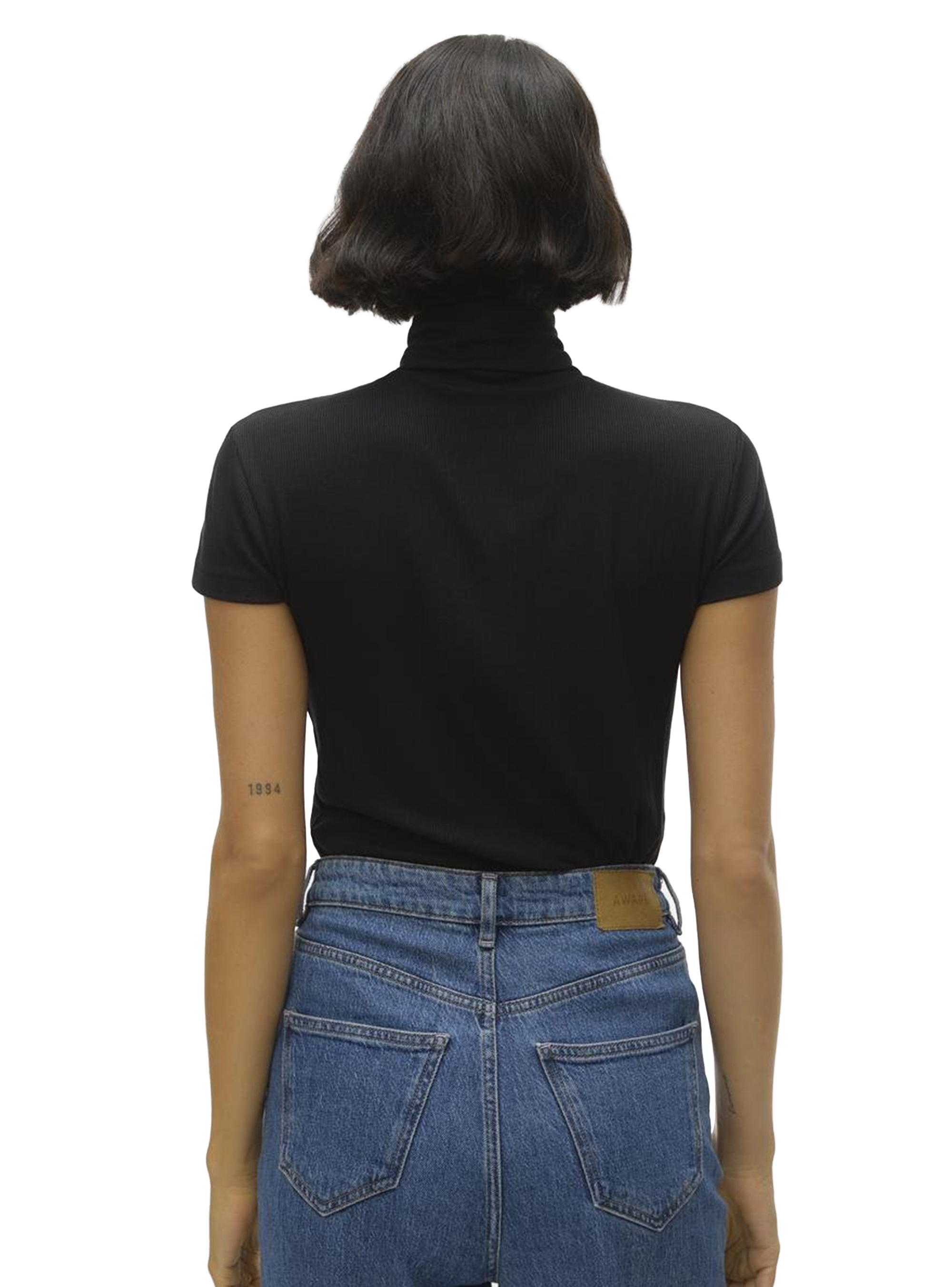 Vero Moda Irwina Cap Sleeve Roll Neck Top - Black