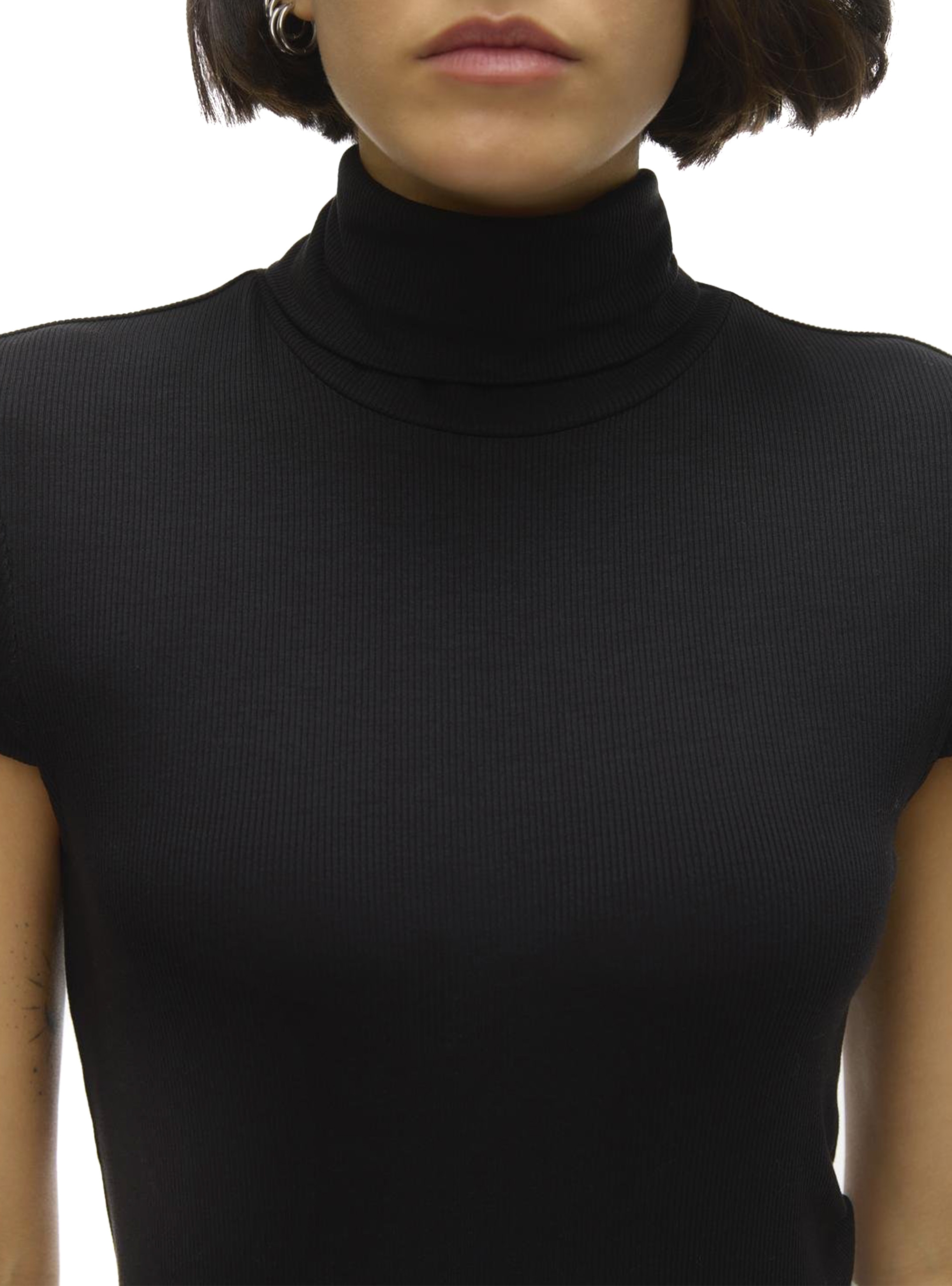 Vero Moda Irwina Cap Sleeve Roll Neck Top - Black