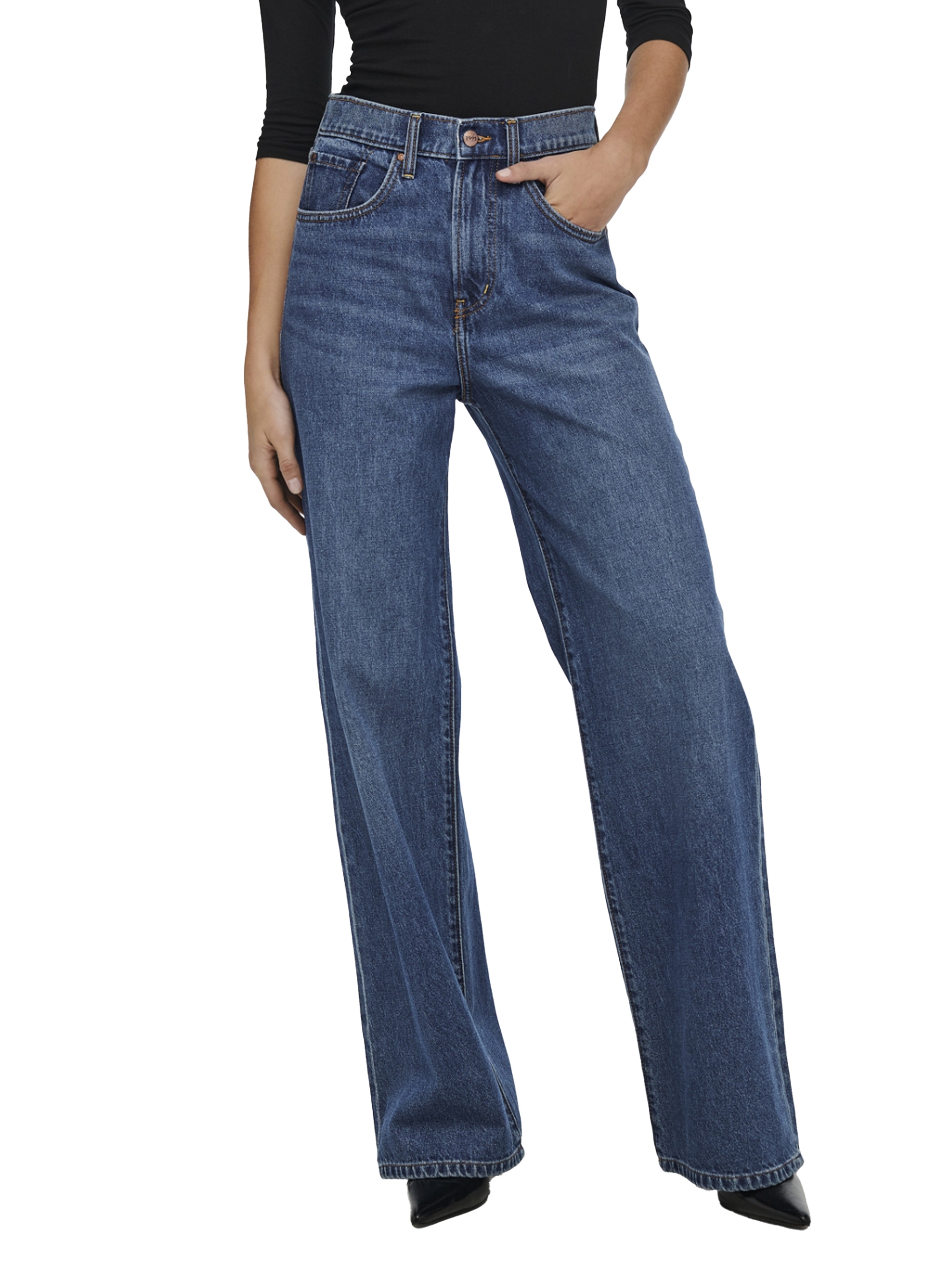 Only Hope High Waist Wide Fit Jeans Add465 - Medium Aged Denim