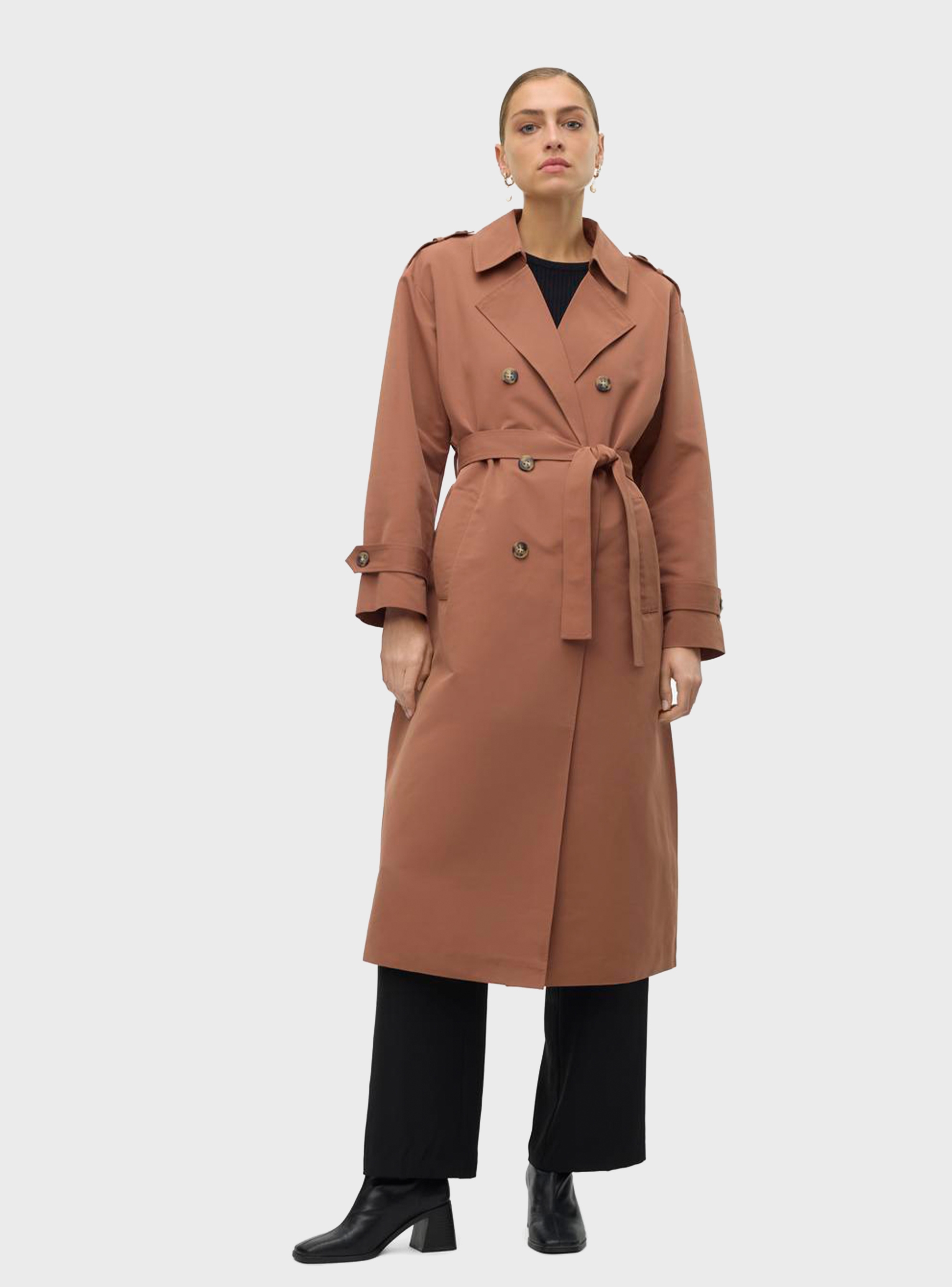 Vero Moda Chloe Long Trenchcoat - Cinnamon