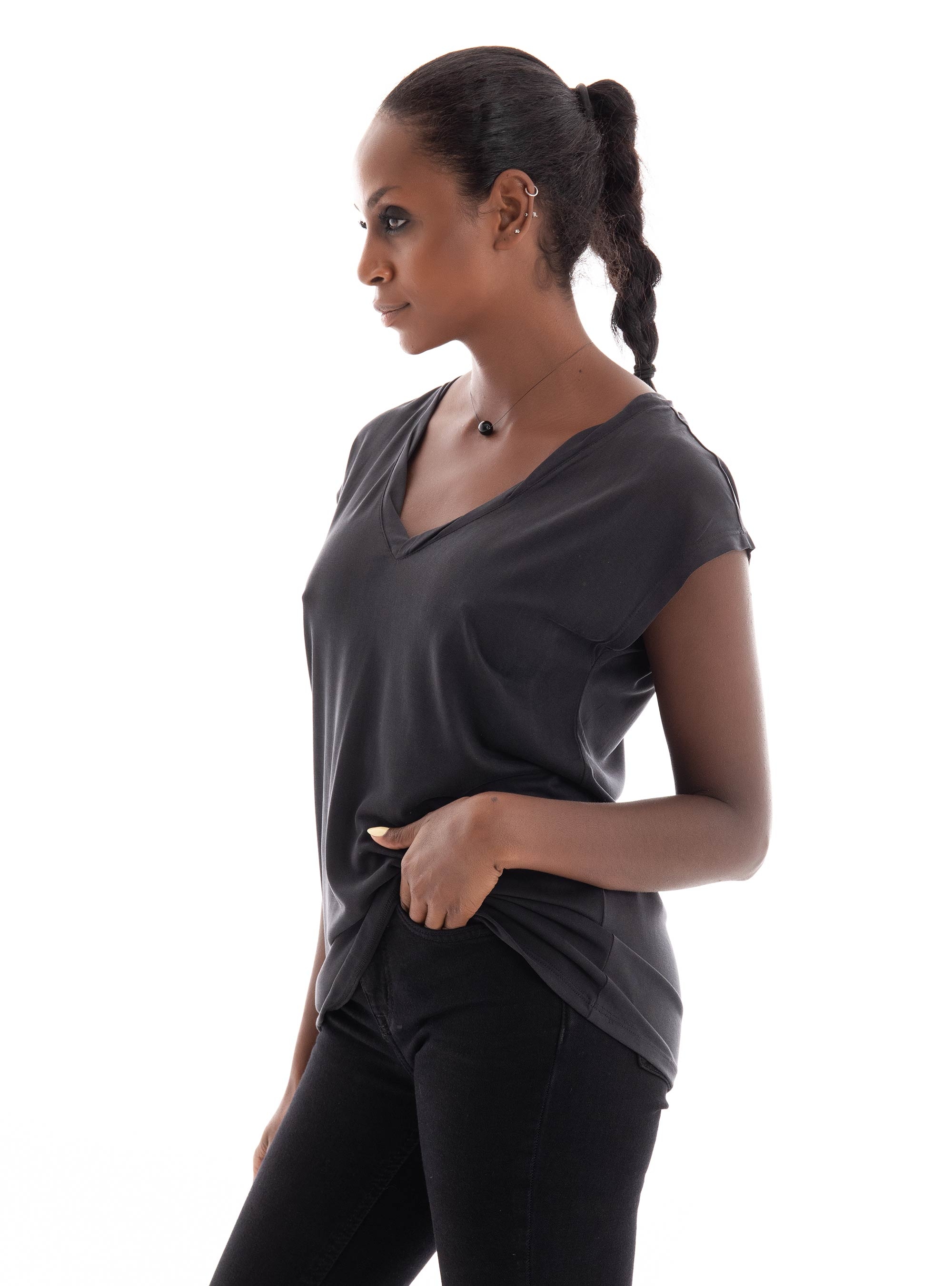 Only Hannah V-Neck Top - Black