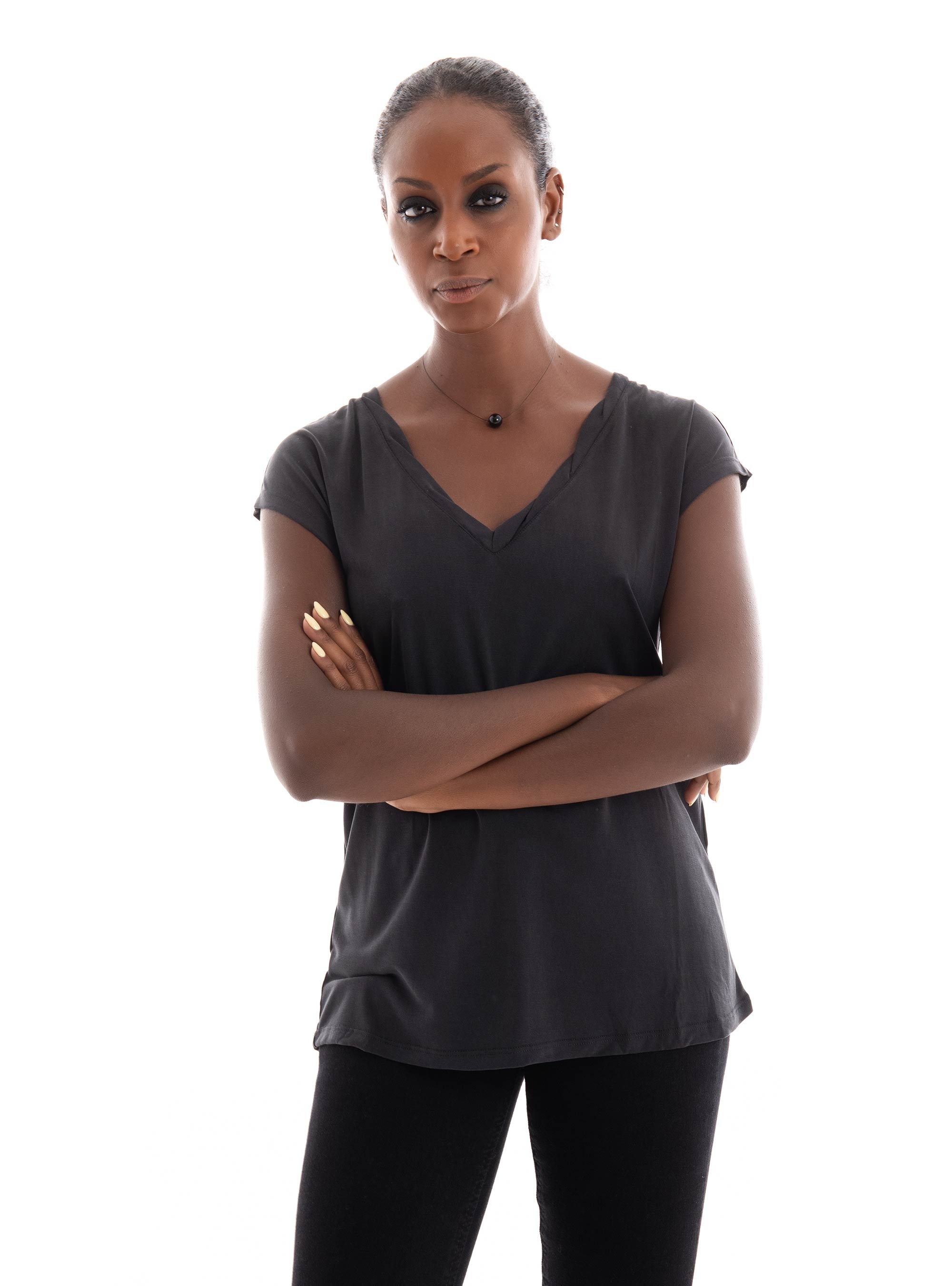 Only Hannah V-Neck Top - Black