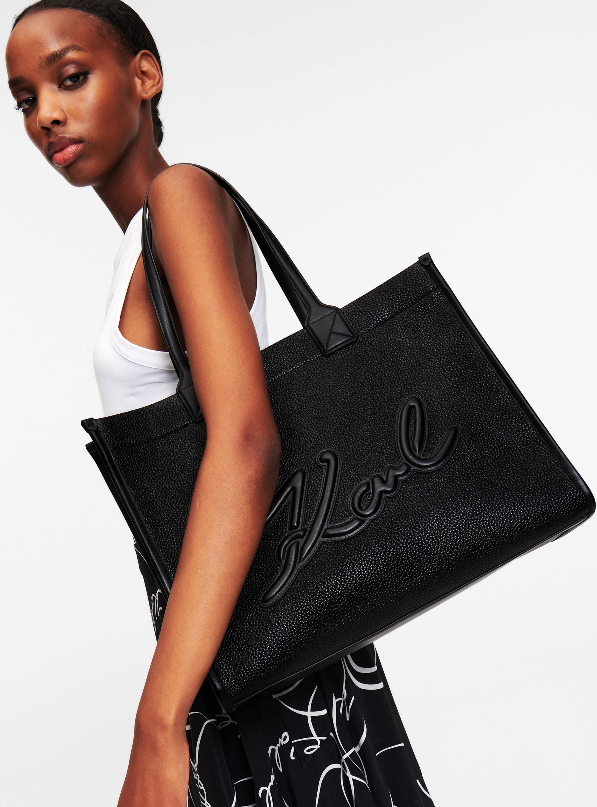 Karl Lagerfeld K/Skuare Grainy Large Tote Bag - Black