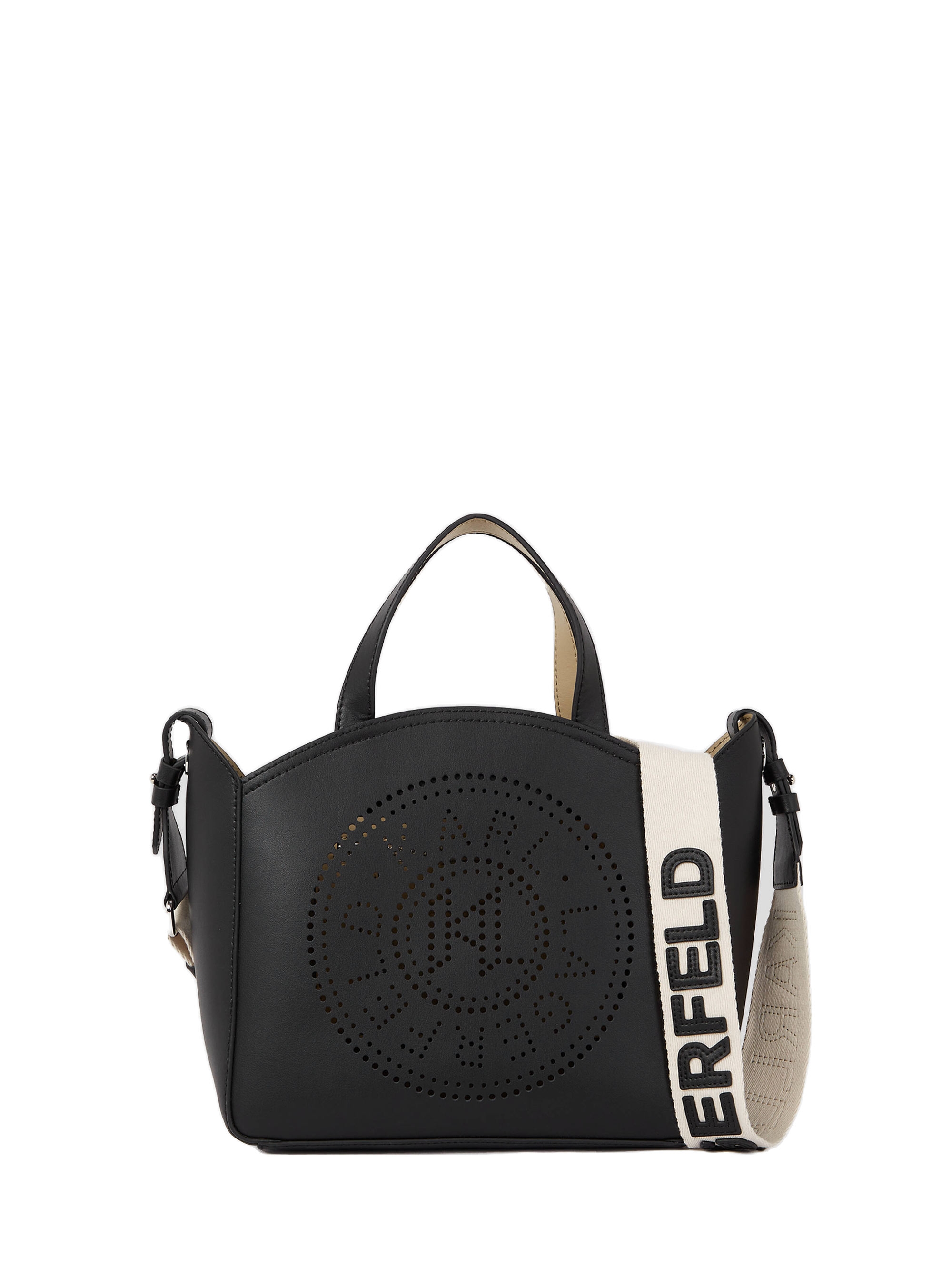 Karl Lagerfeld K/Circle Perforated Small Tote Bag - Black