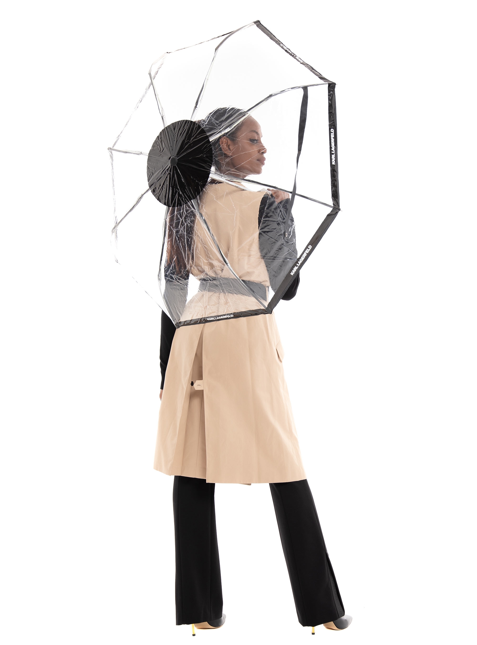 Karl Lagerfeld Karl Logo Automatic Open Transparent Small Umbrella - Transparent