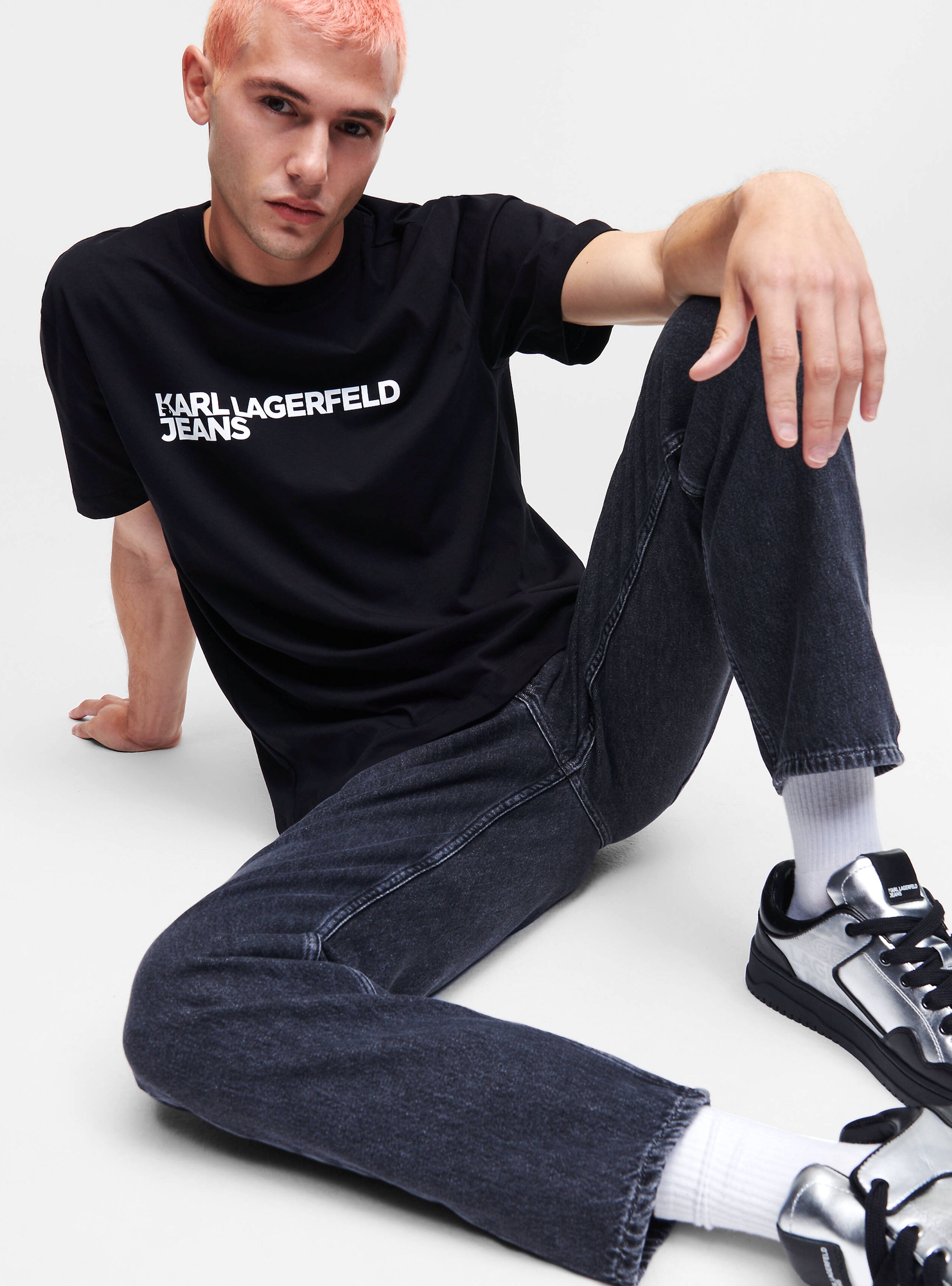 Karl Lagerfeld Jeans Regular Fit Logo T-Shirt - Black