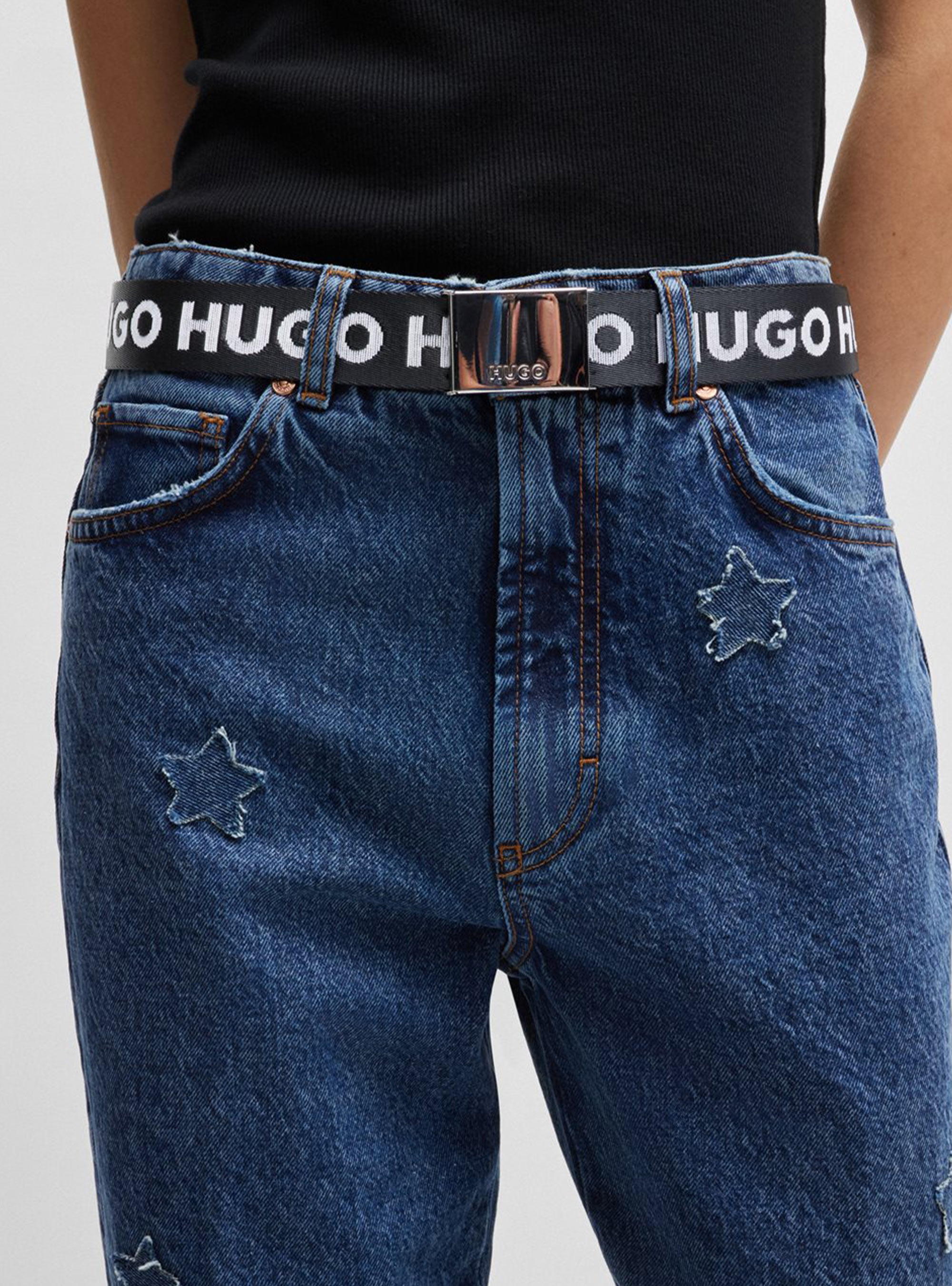 HUGO Logo Tape Belt Garratt-Tp-HUGO_Os35 - Black