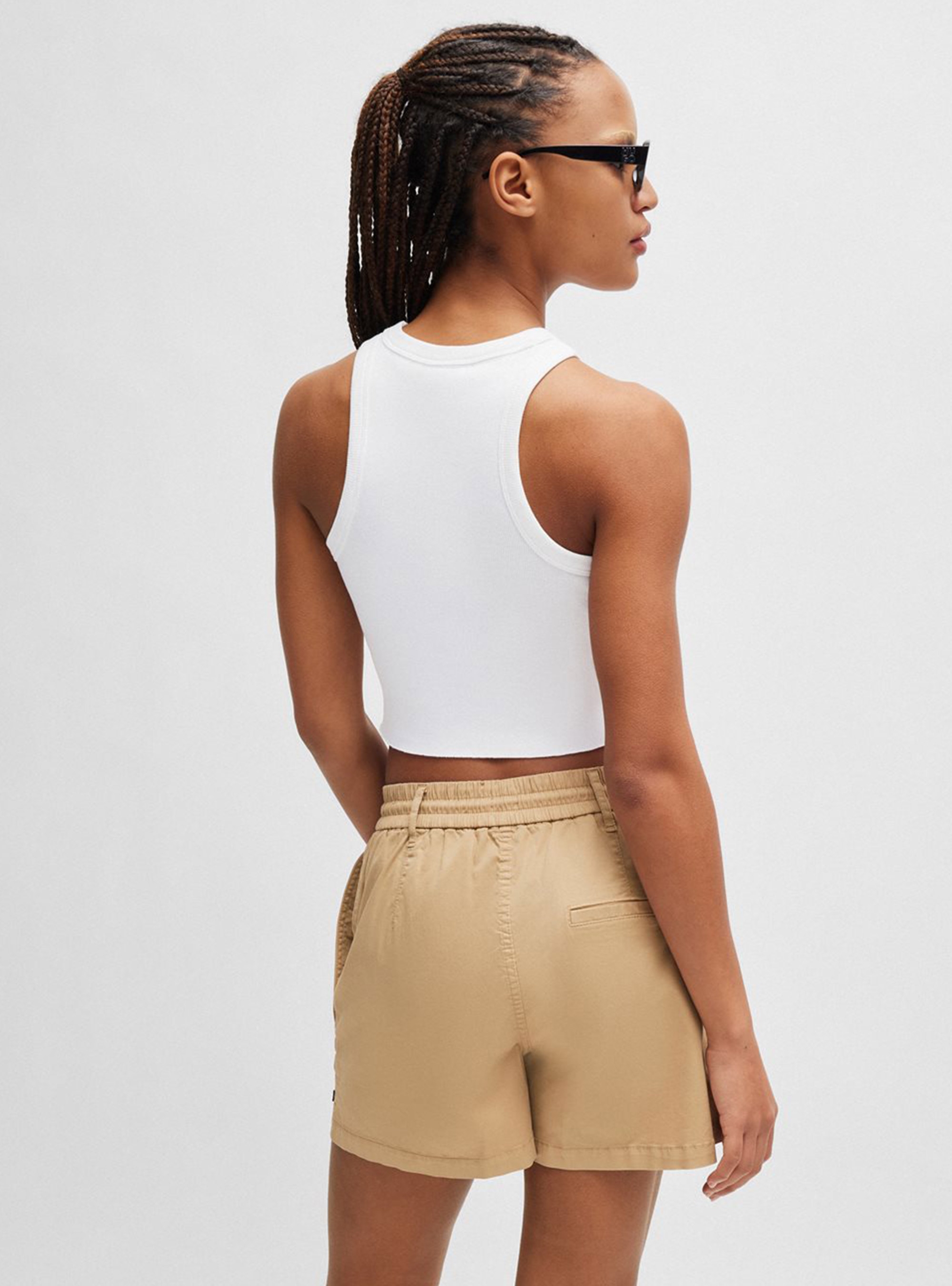 HUGO Slim Fit Cropped Tank Top Baby Tank_B - White