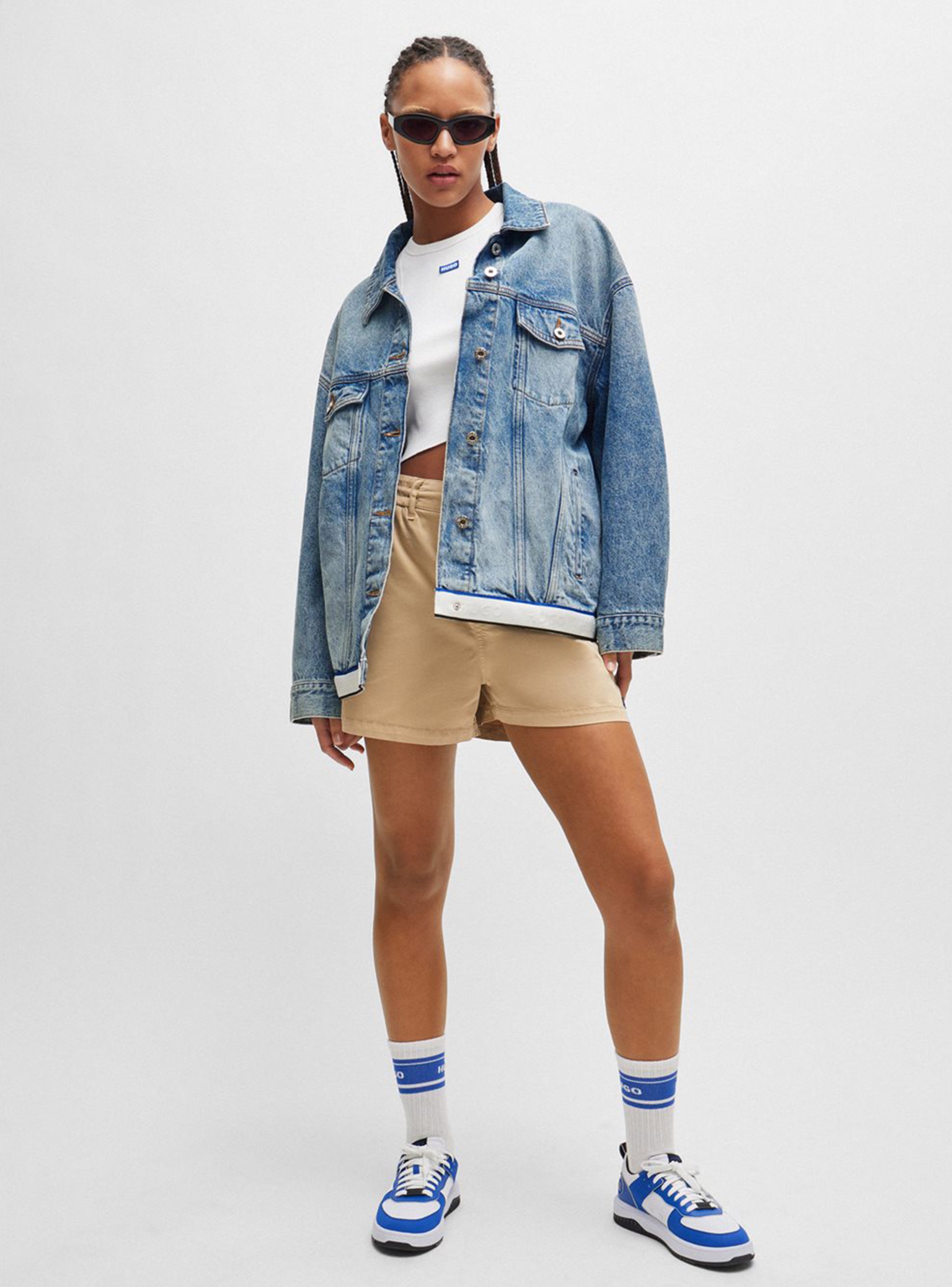 HUGO Slim Fit Cropped Tank Top Baby Tank_B - White