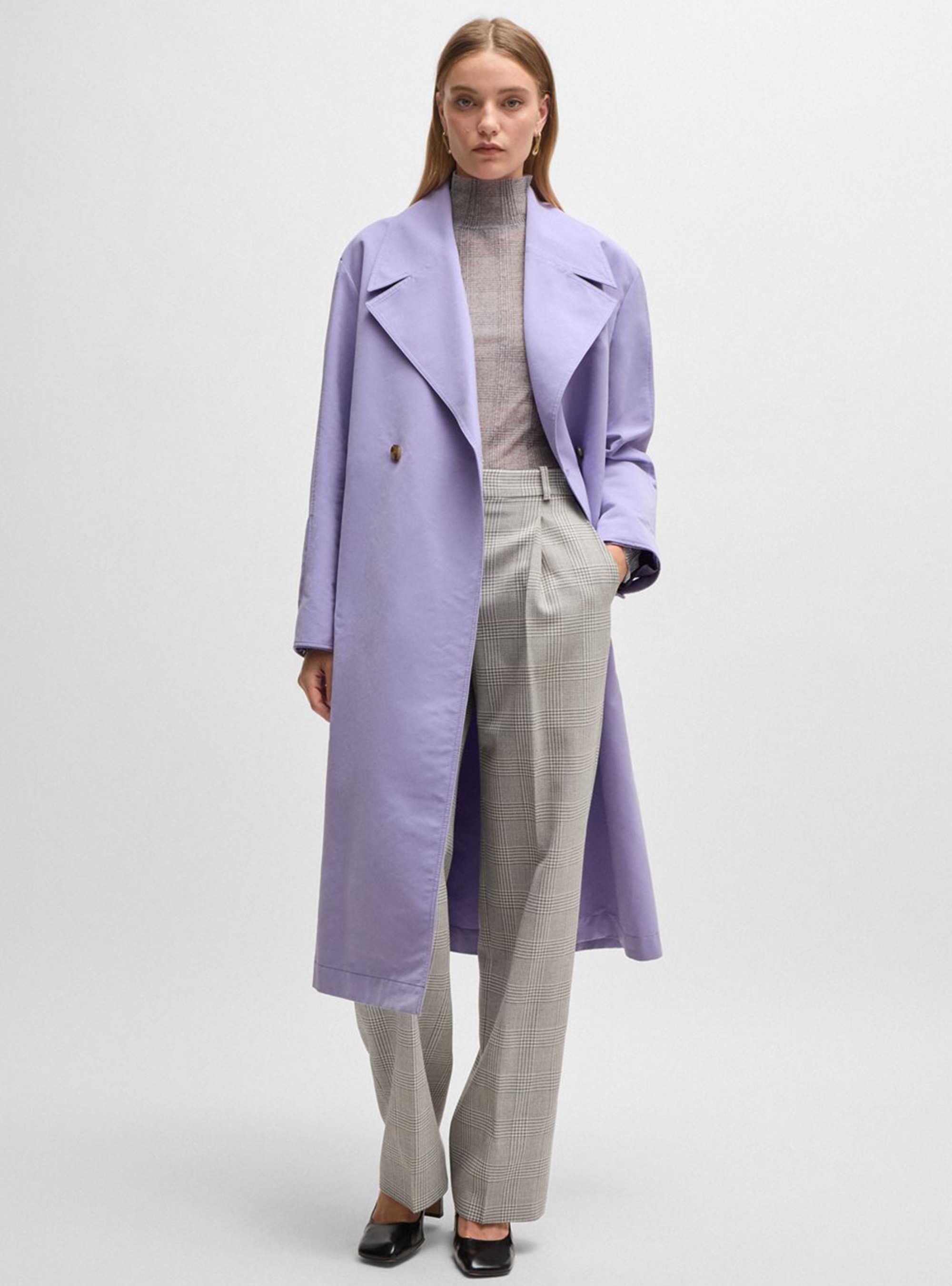 BOSS Double Breasted Water-Repellent Coat Cadeta - Violet