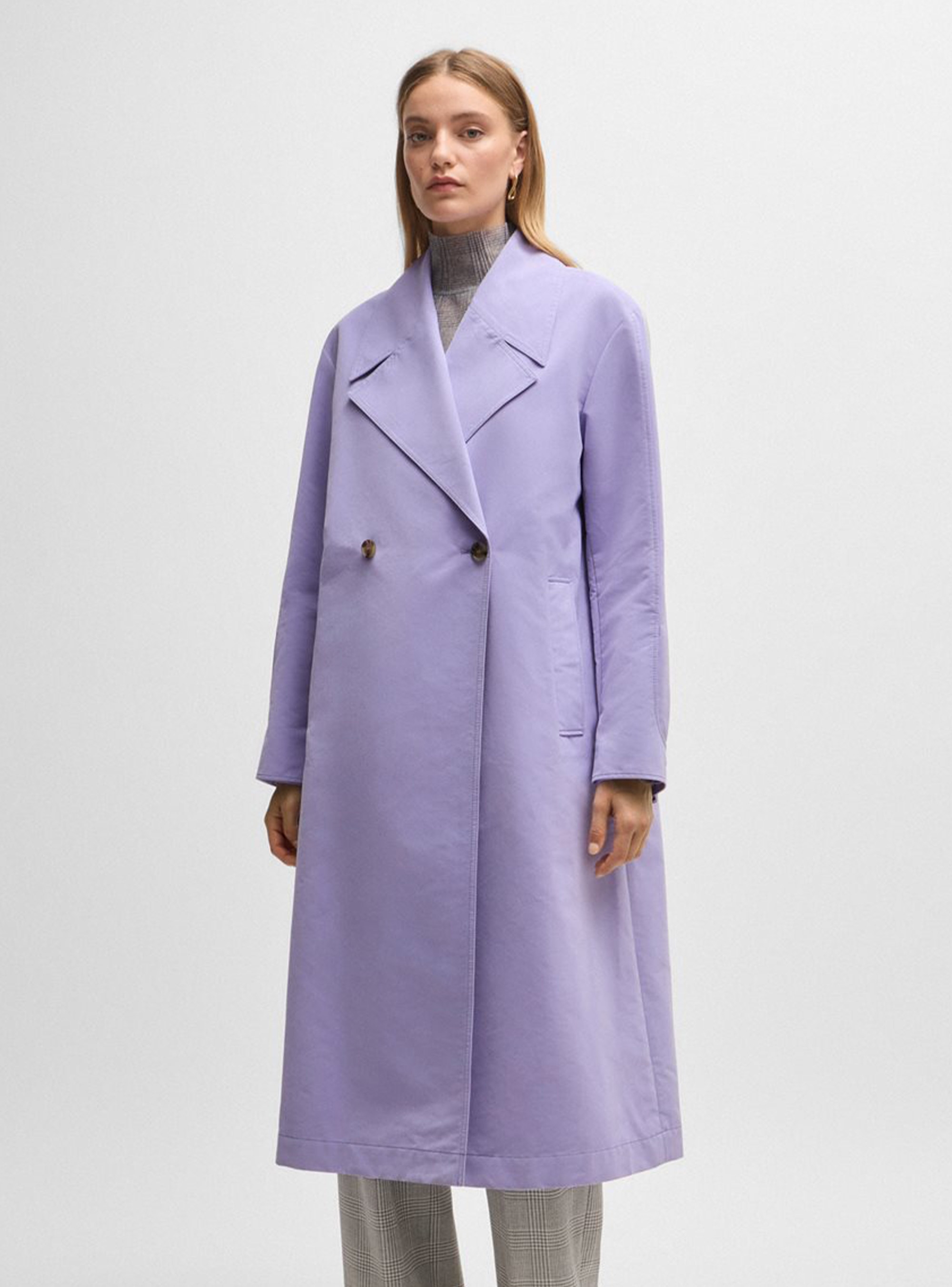 BOSS Double Breasted Water-Repellent Coat Cadeta - Violet