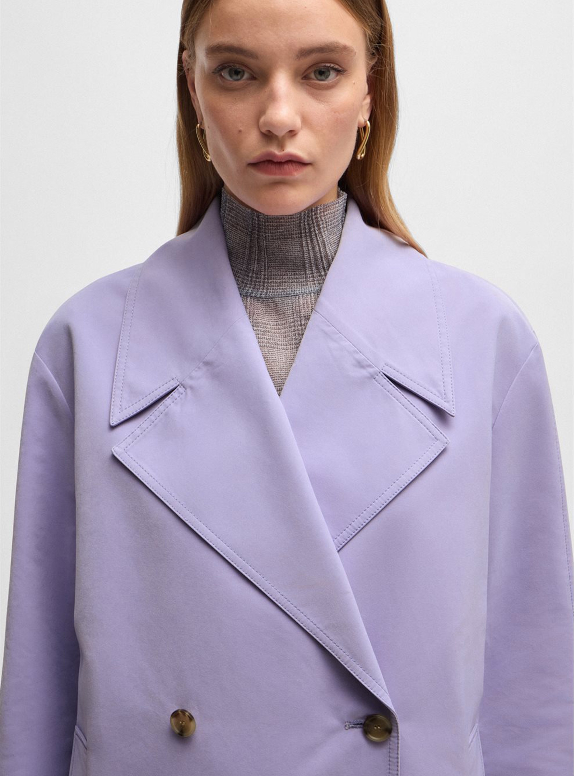 BOSS Double Breasted Water-Repellent Coat Cadeta - Violet