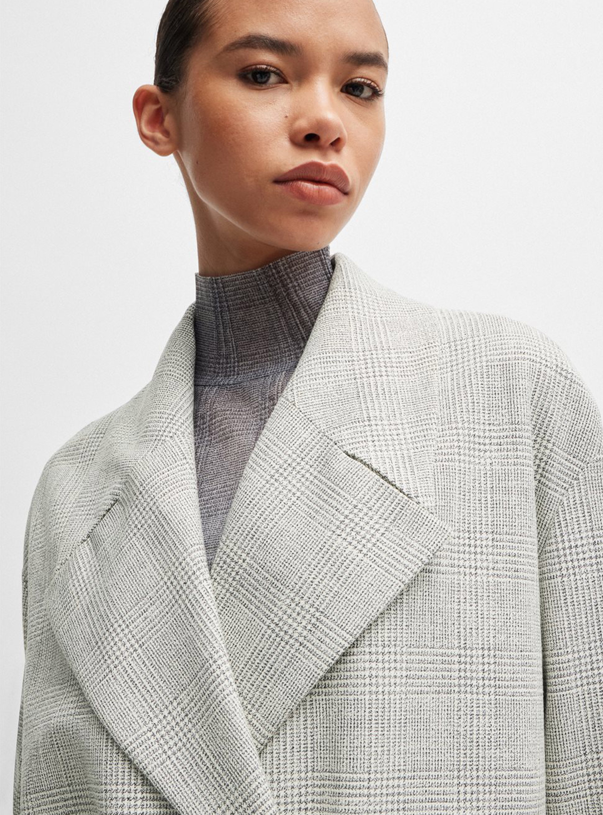 BOSS Double Breasted Coat Cusiato - Black & White