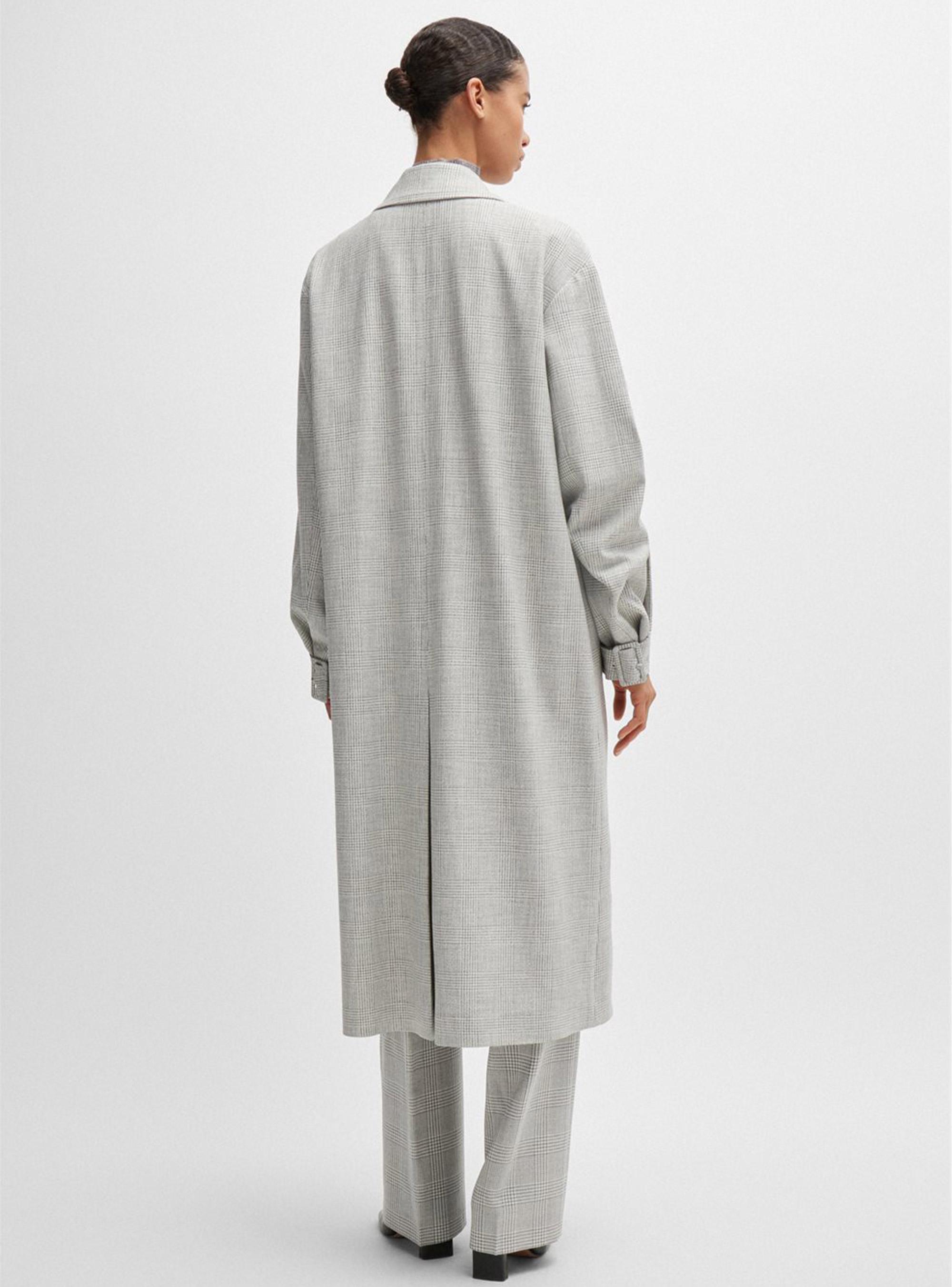 BOSS Double Breasted Coat Cusiato - Black & White