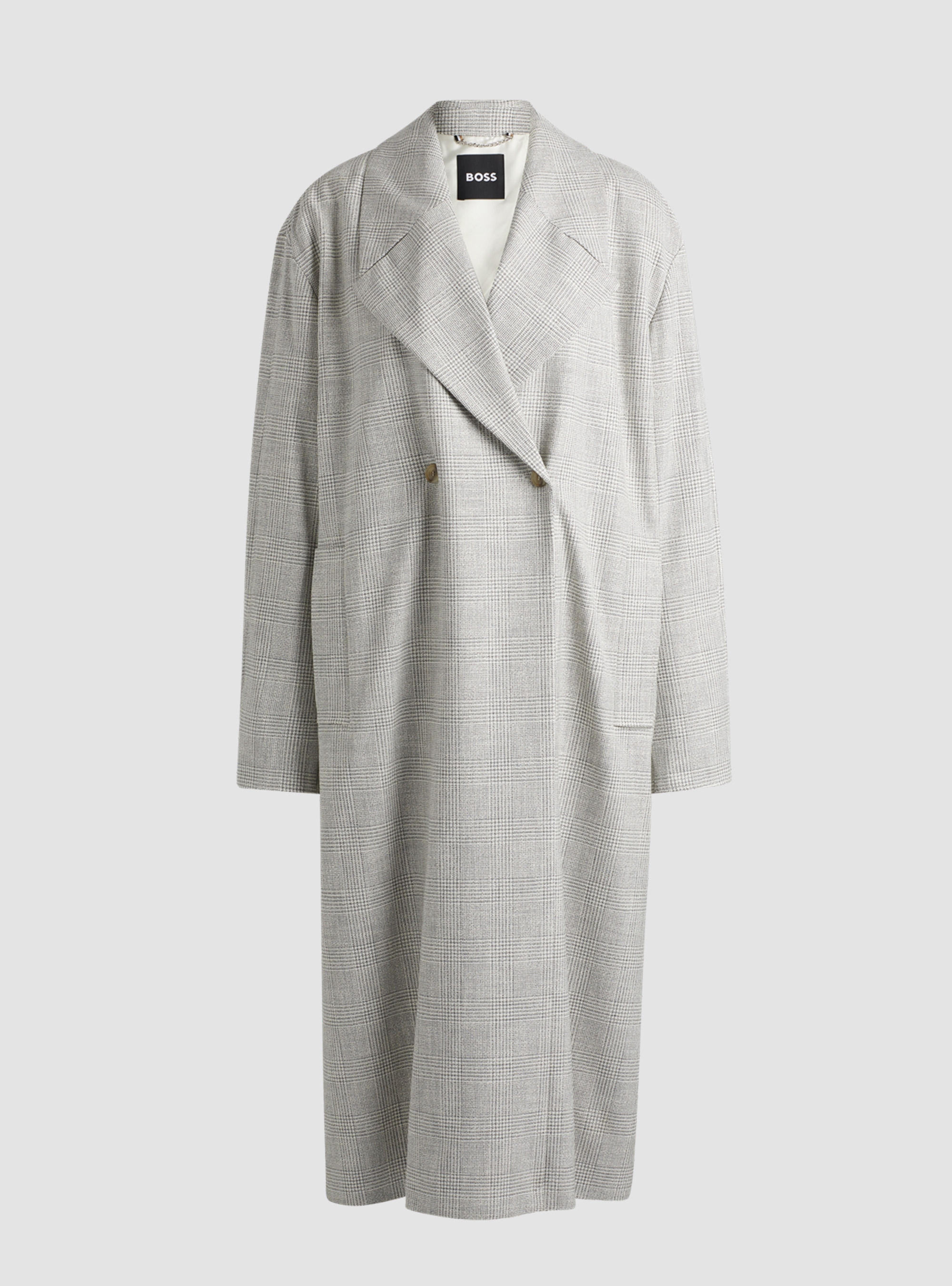 BOSS Double Breasted Coat Cusiato - Black & White