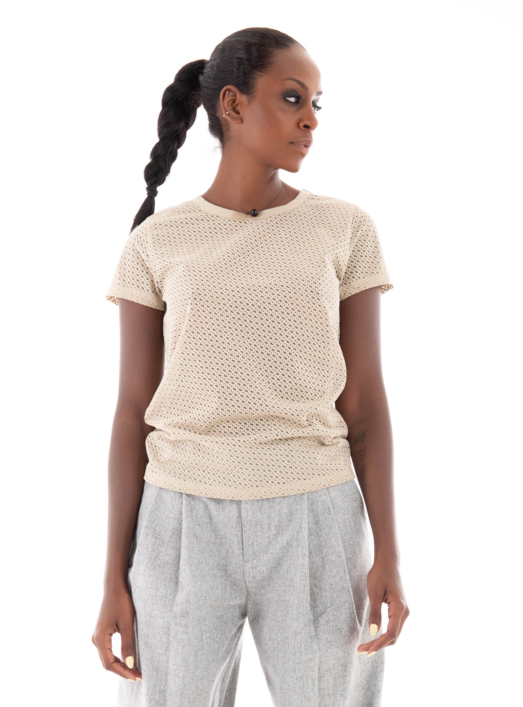 BOSS Slim Fit T-Shirt Eventsa_Burnout - Light Beige