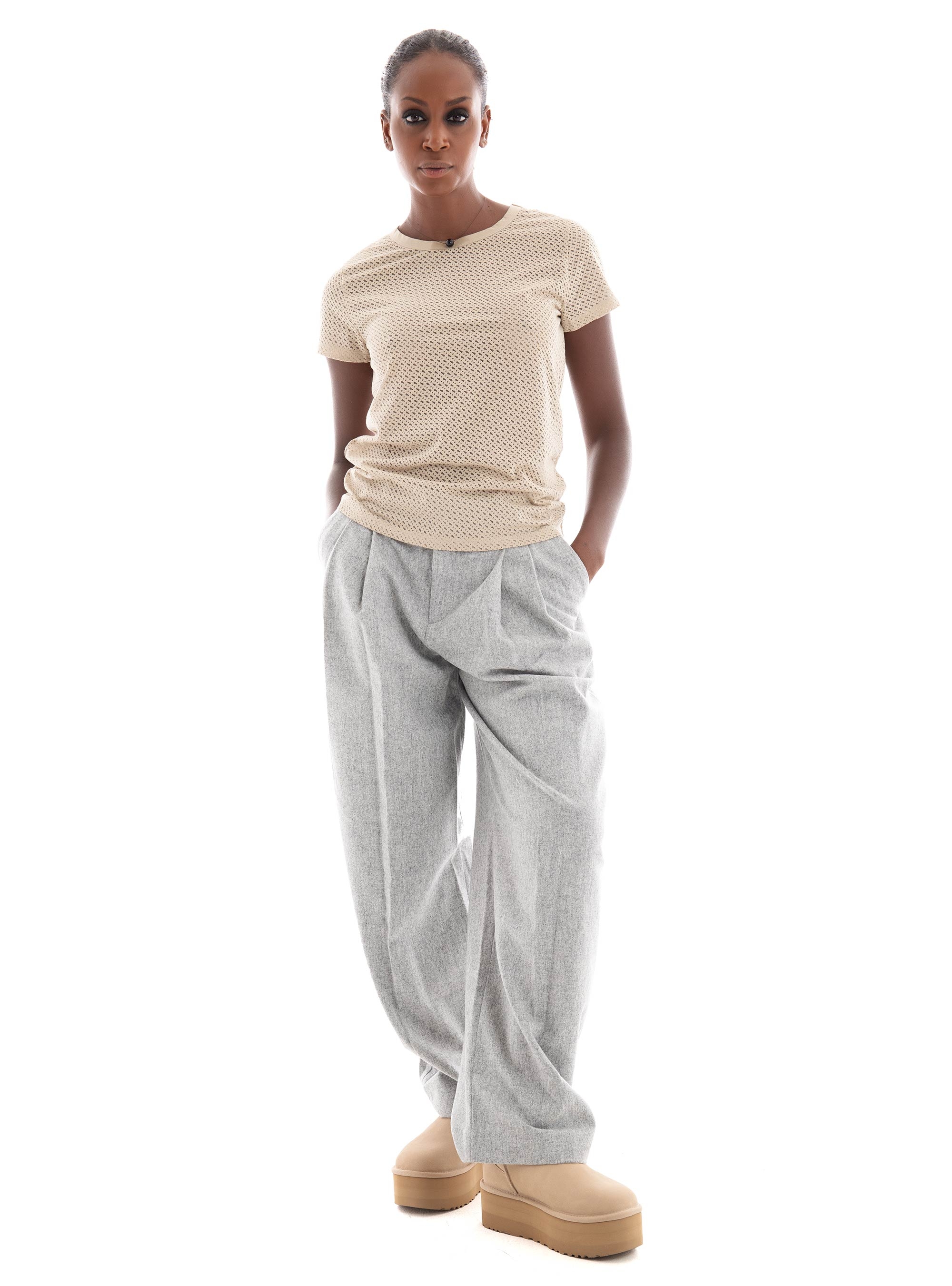 BOSS Slim Fit T-Shirt Eventsa_Burnout - Light Beige