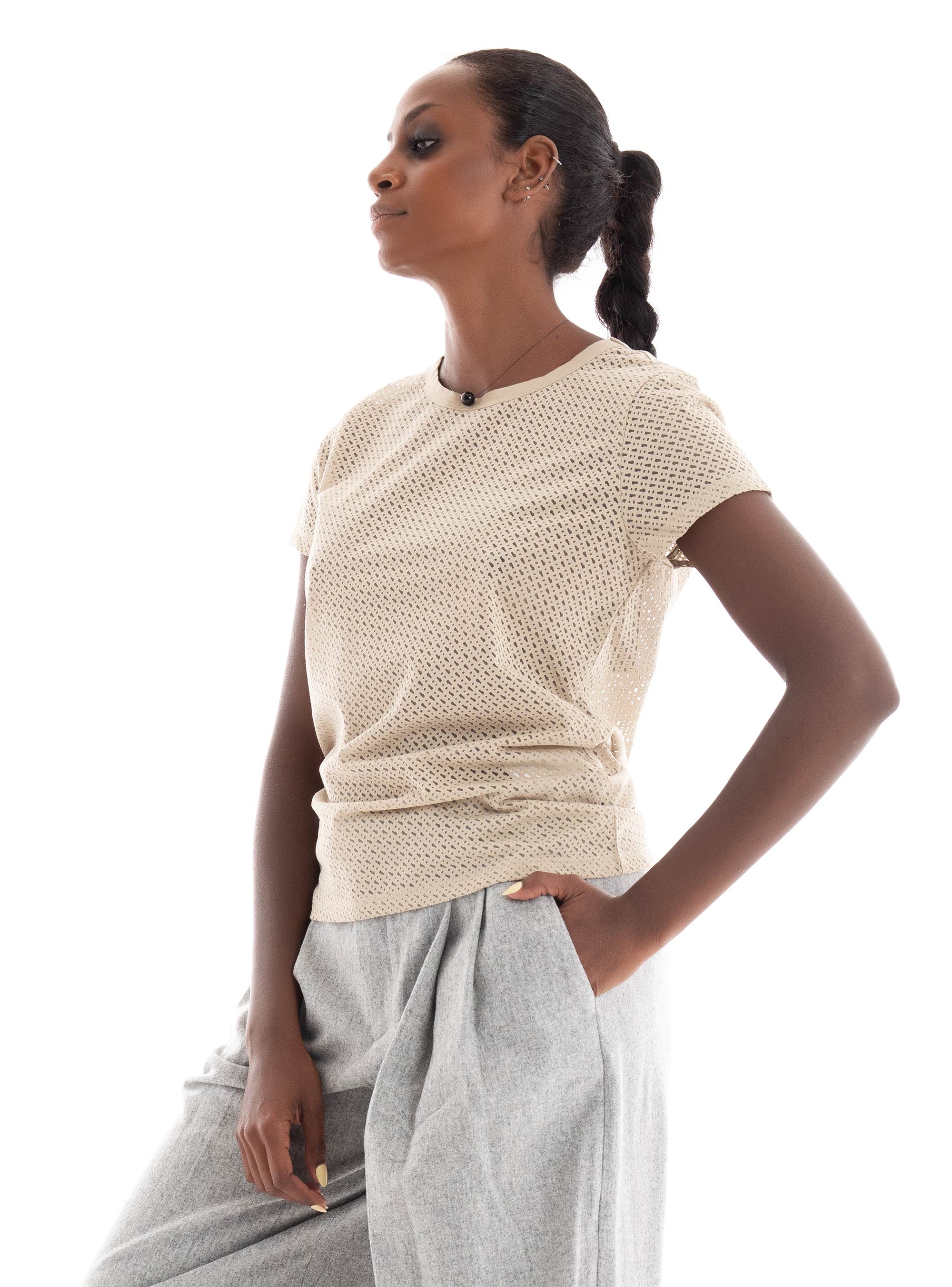 BOSS Slim Fit T-Shirt Eventsa_Burnout - Light Beige