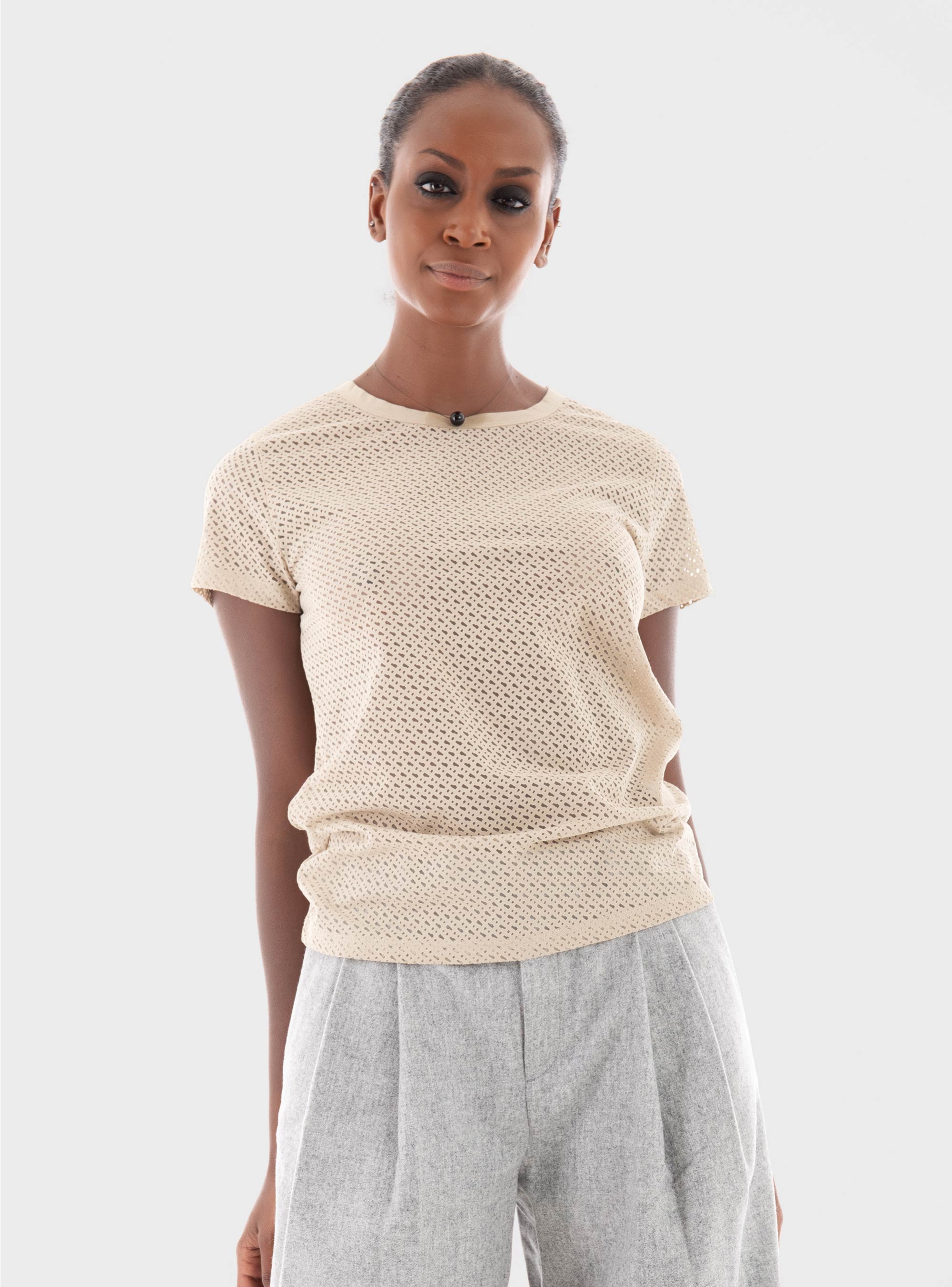 BOSS Slim Fit T-Shirt Eventsa_Burnout - Light Beige