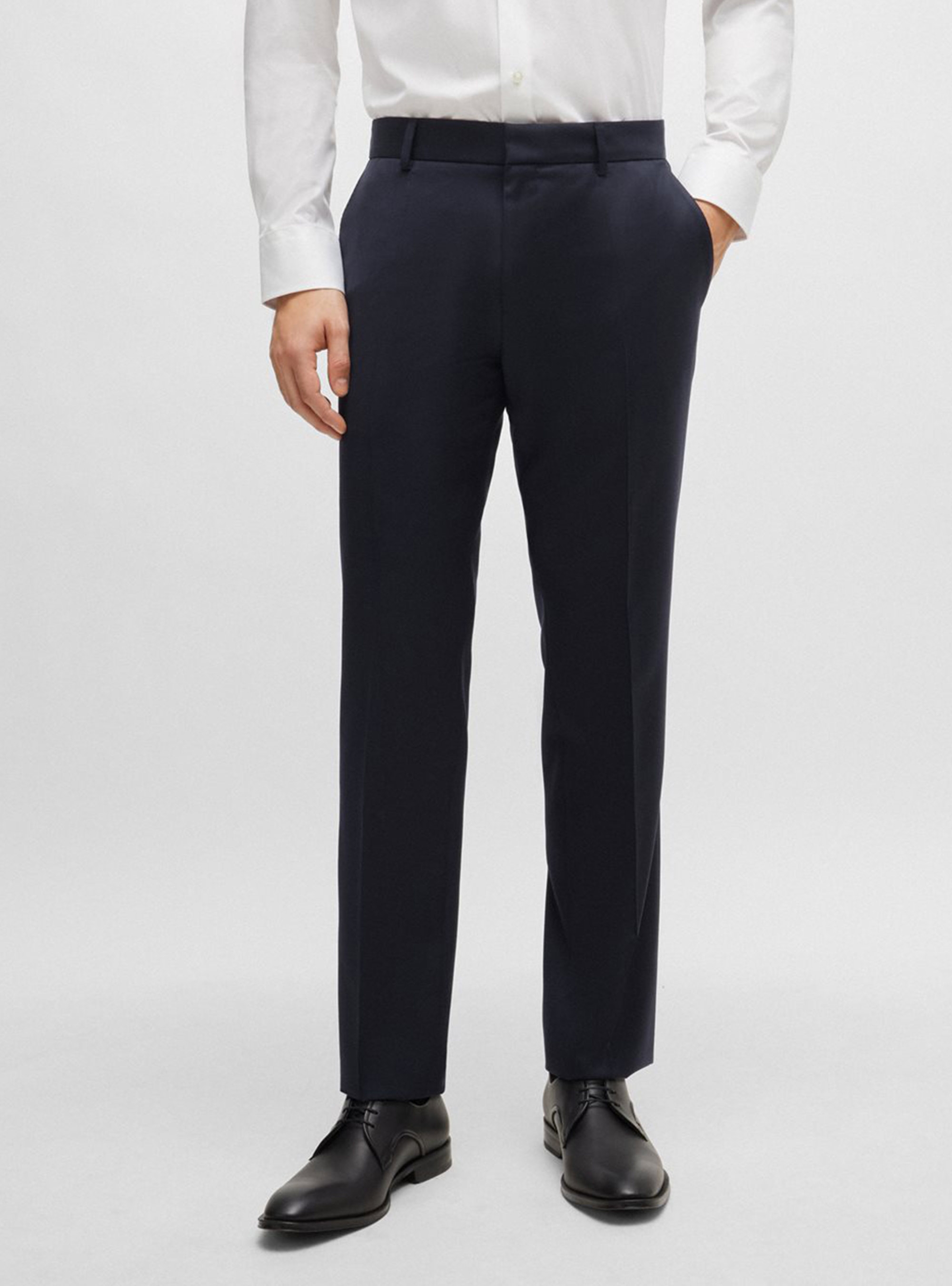 BOSS Slim Fit Virgin Wool Suit Trousers H-Genius-B1 - Dark Blue