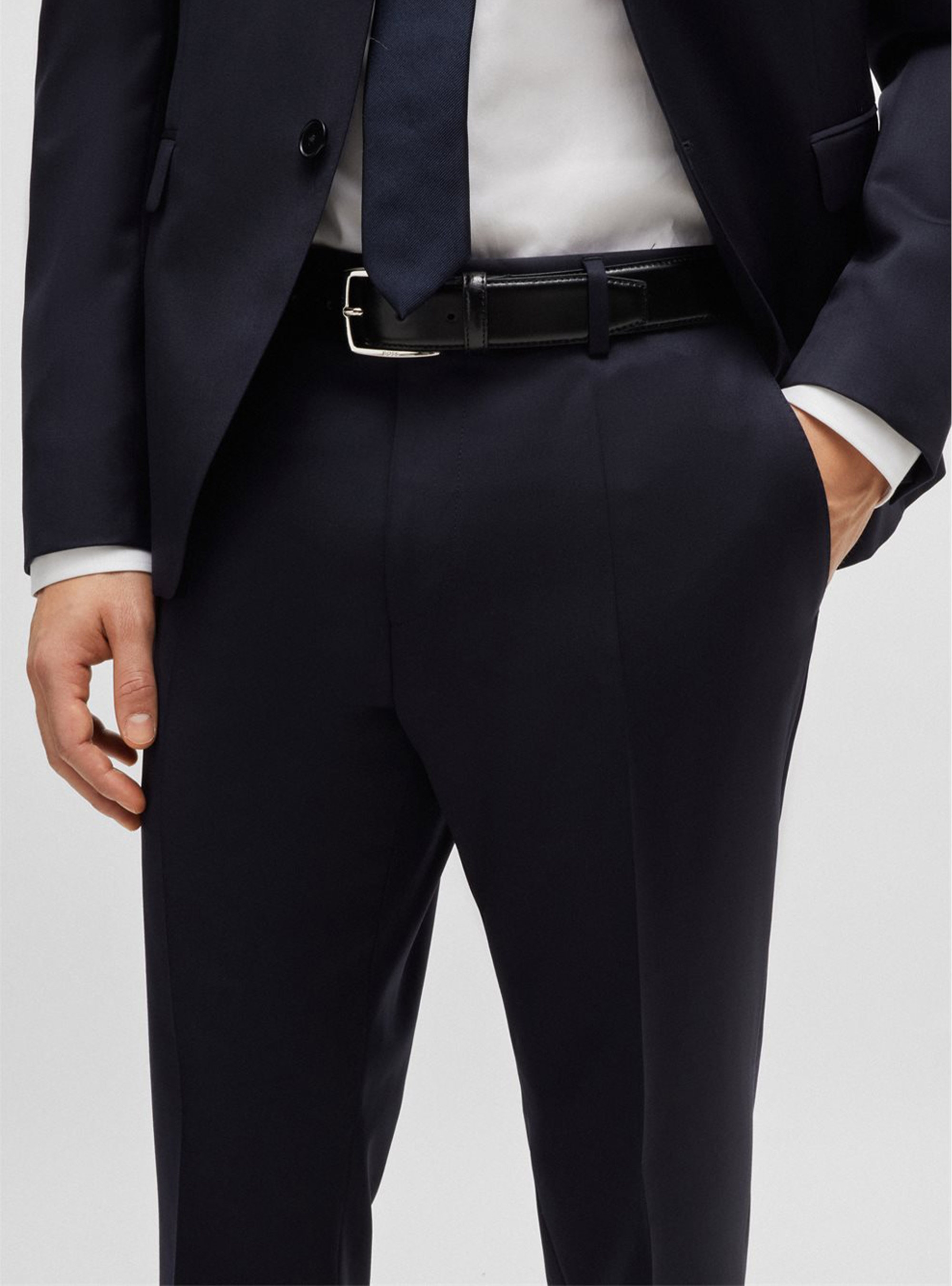BOSS Slim Fit Virgin Wool Suit Trousers H-Genius-B1 - Dark Blue