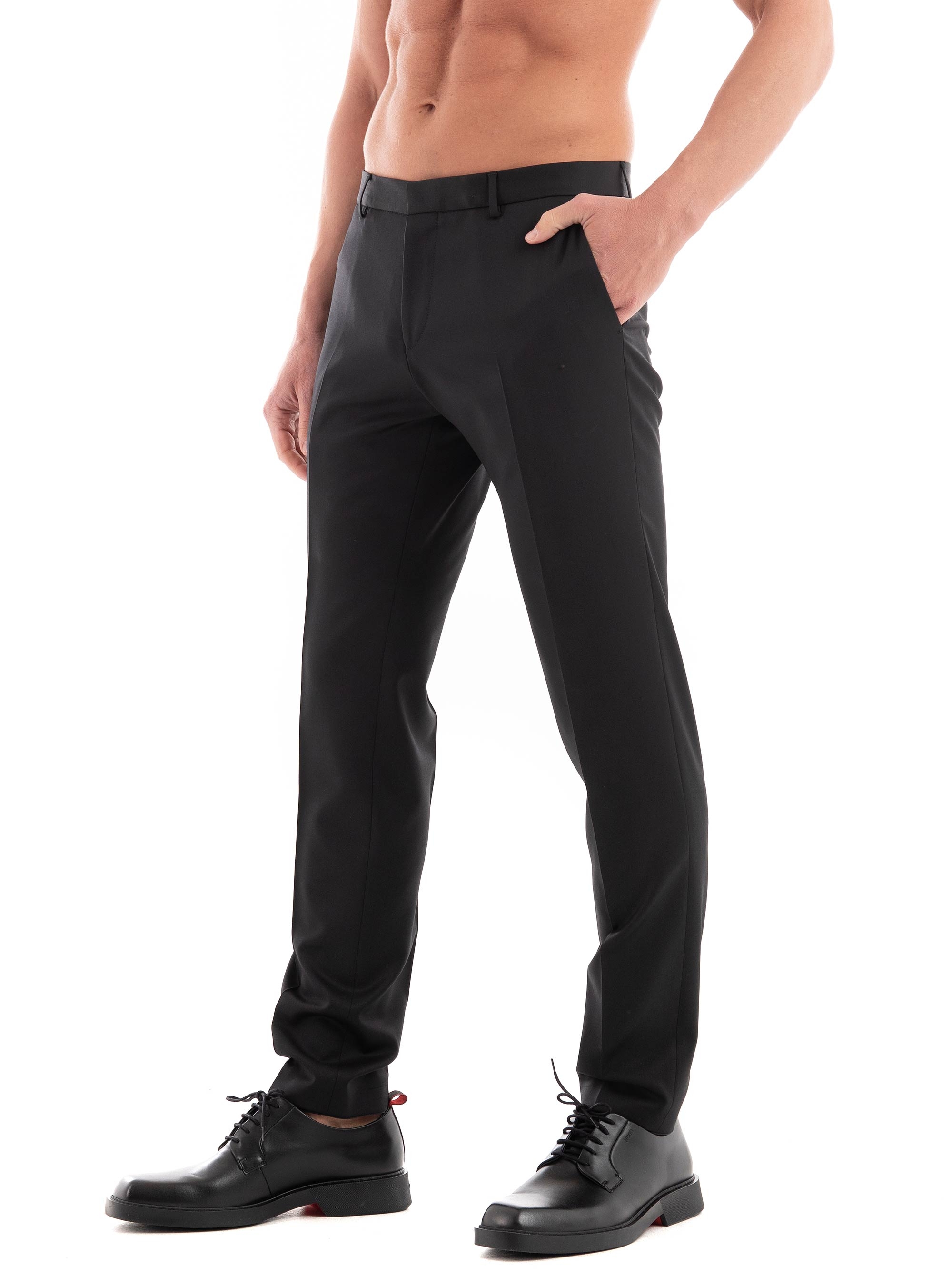 BOSS Extra Slim Fit Virgin Wool Trousers H-Wenten-B1 - Black