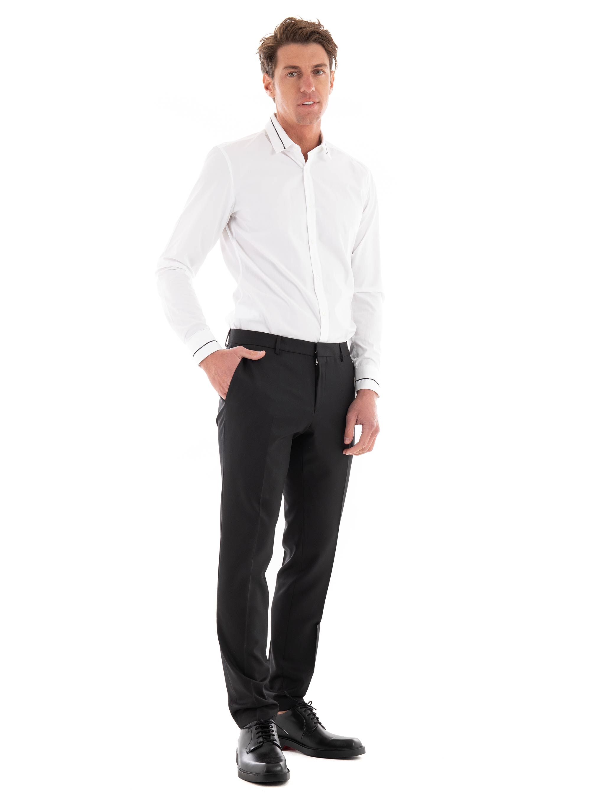 BOSS Extra Slim Fit Virgin Wool Trousers H-Wenten-B1 - Black