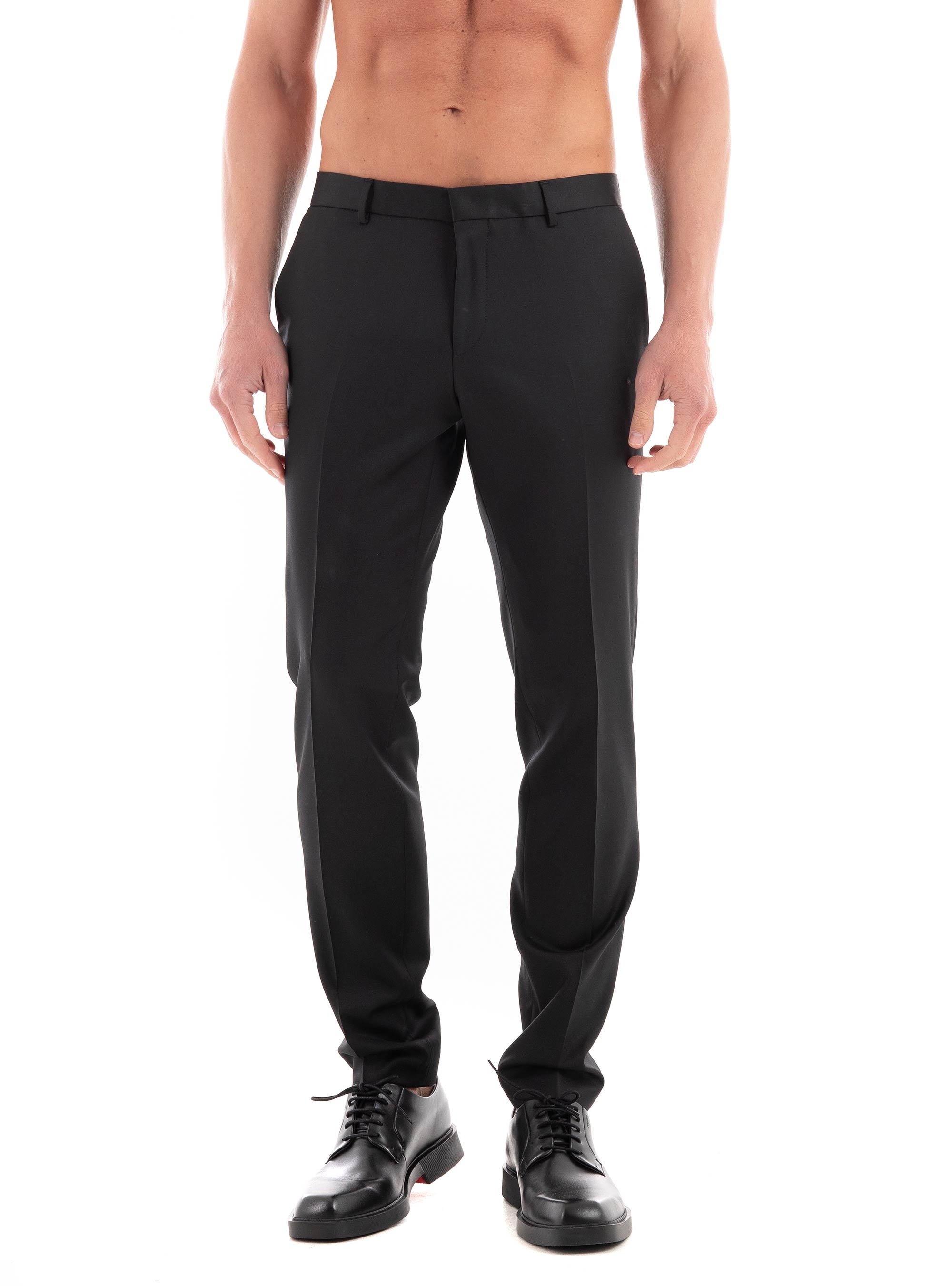 BOSS Extra Slim Fit Virgin Wool Trousers H-Wenten-B1 - Black