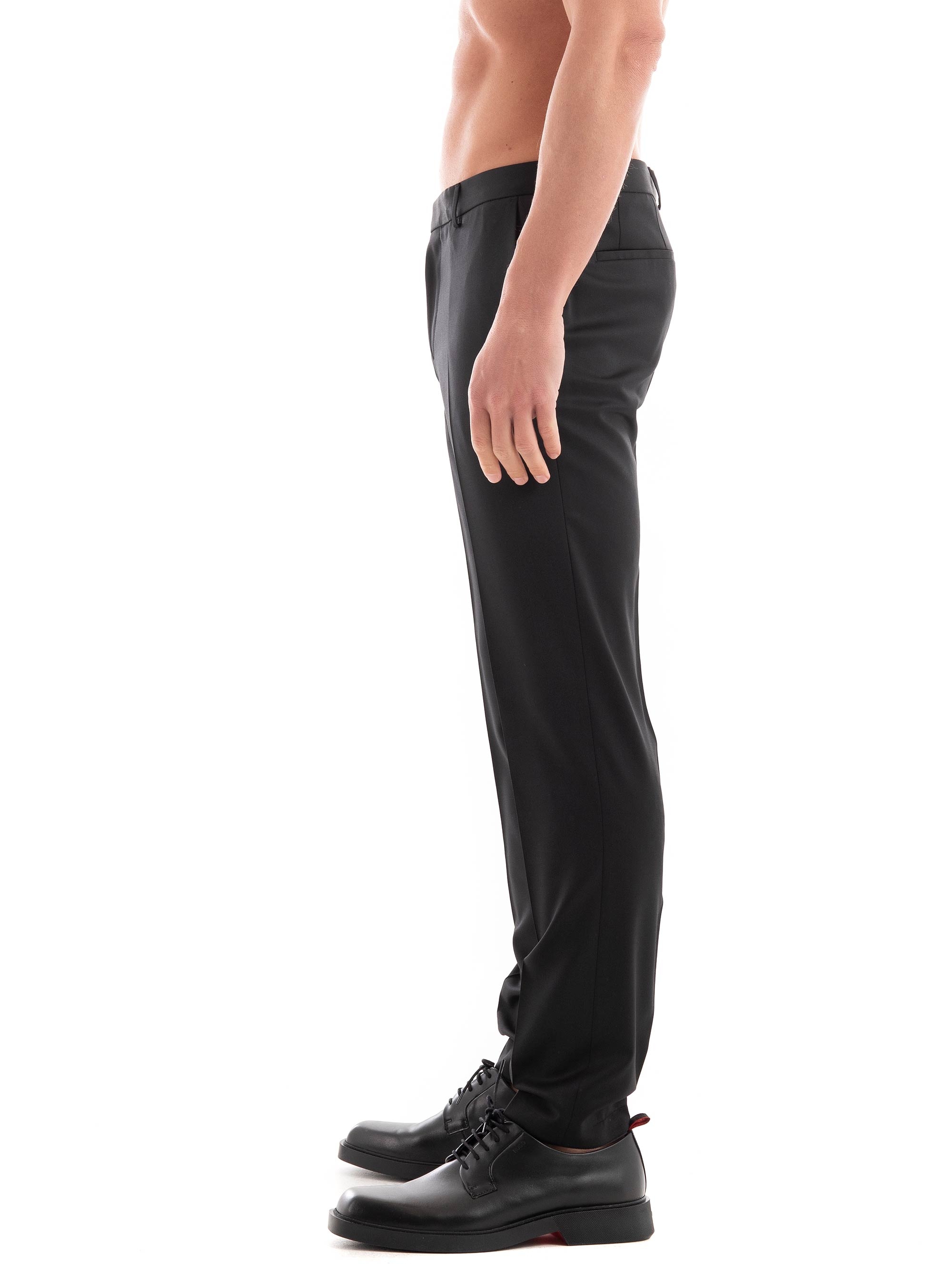 BOSS Extra Slim Fit Virgin Wool Trousers H-Wenten-B1 - Black