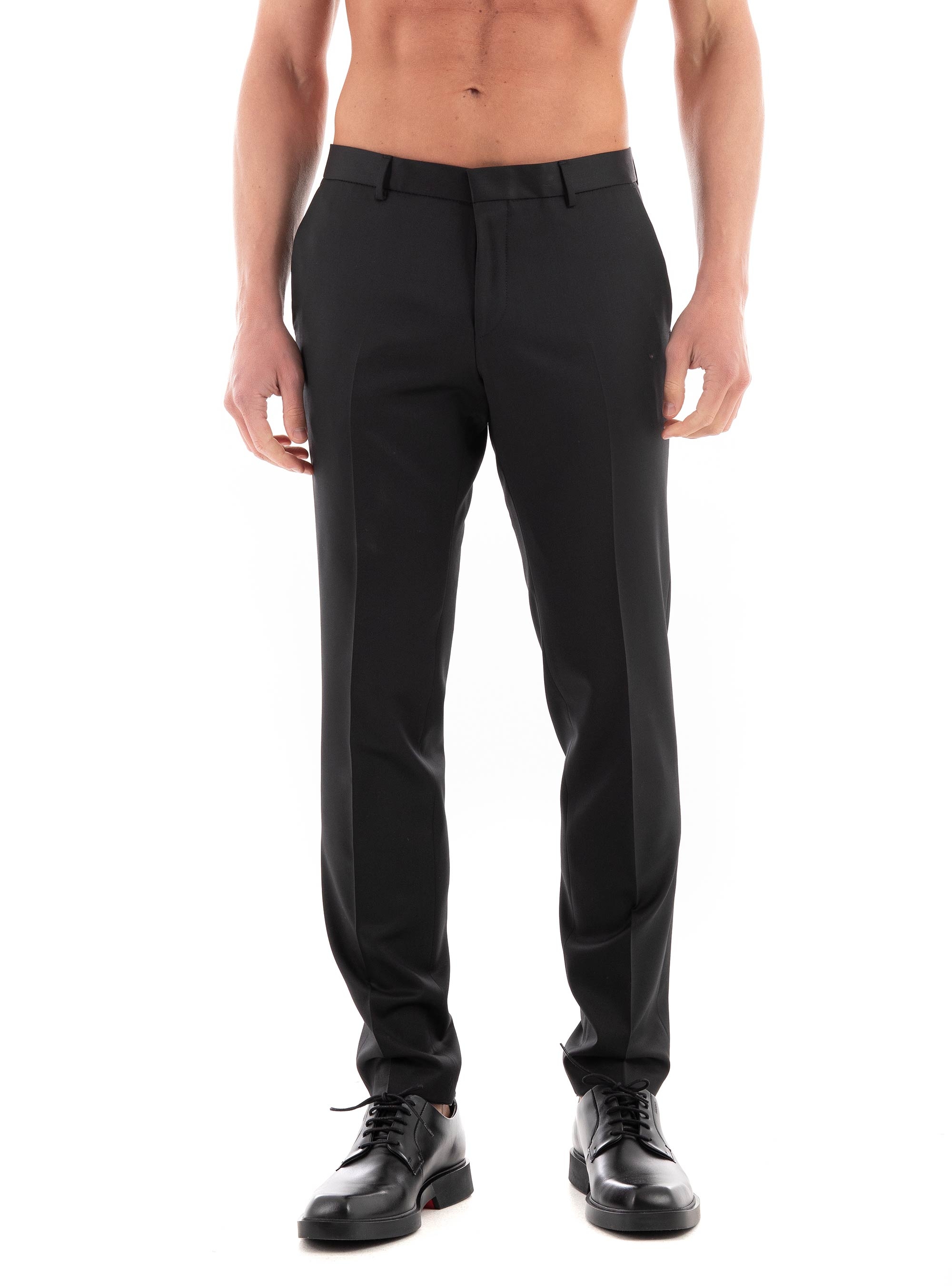 BOSS Extra Slim Fit Virgin Wool Trousers H-Wenten-B1 - Black