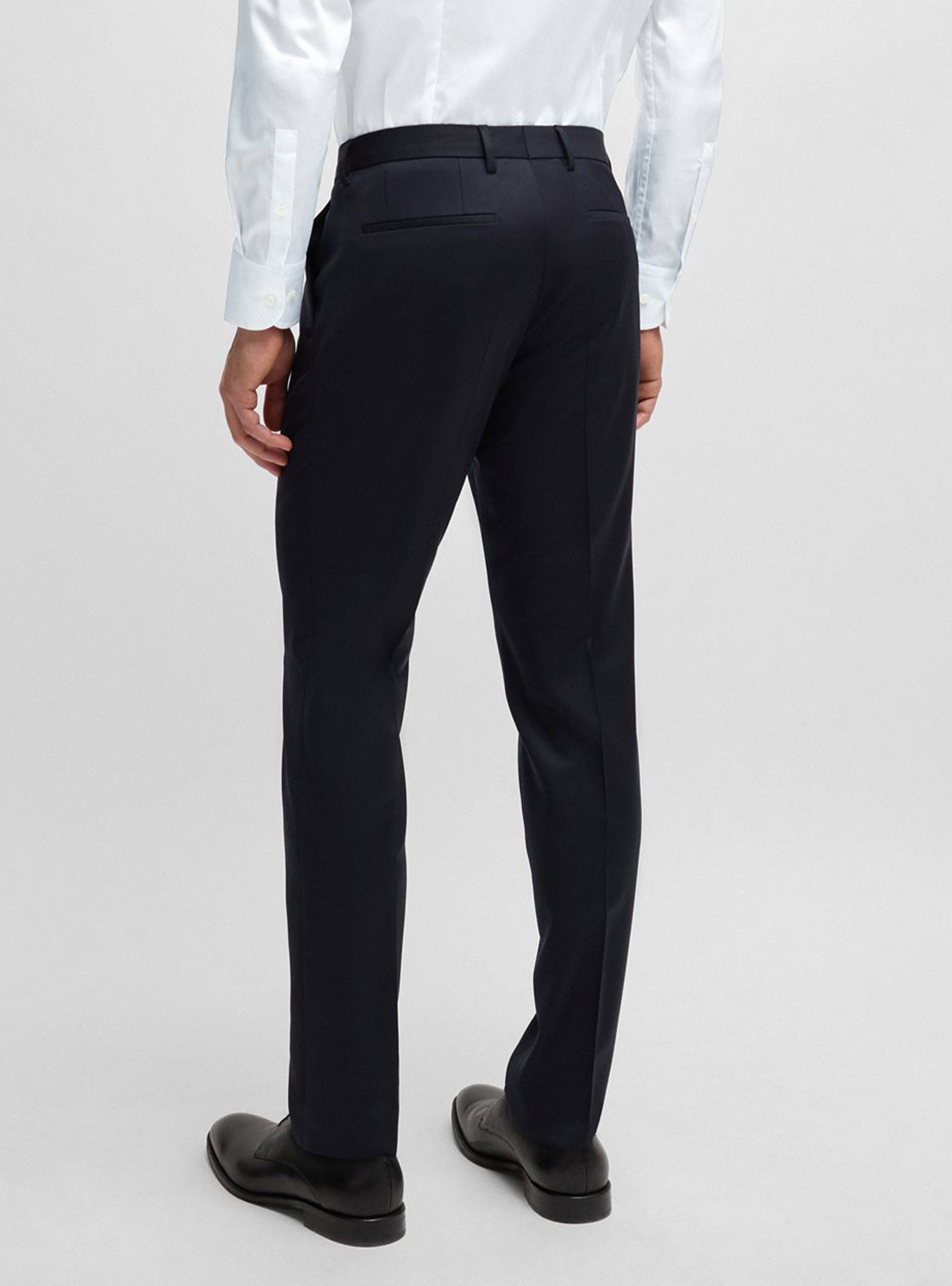 BOSS Extra Slim Fit Virgin Wool Trousers H-Wenten-B1 - Dark Blue