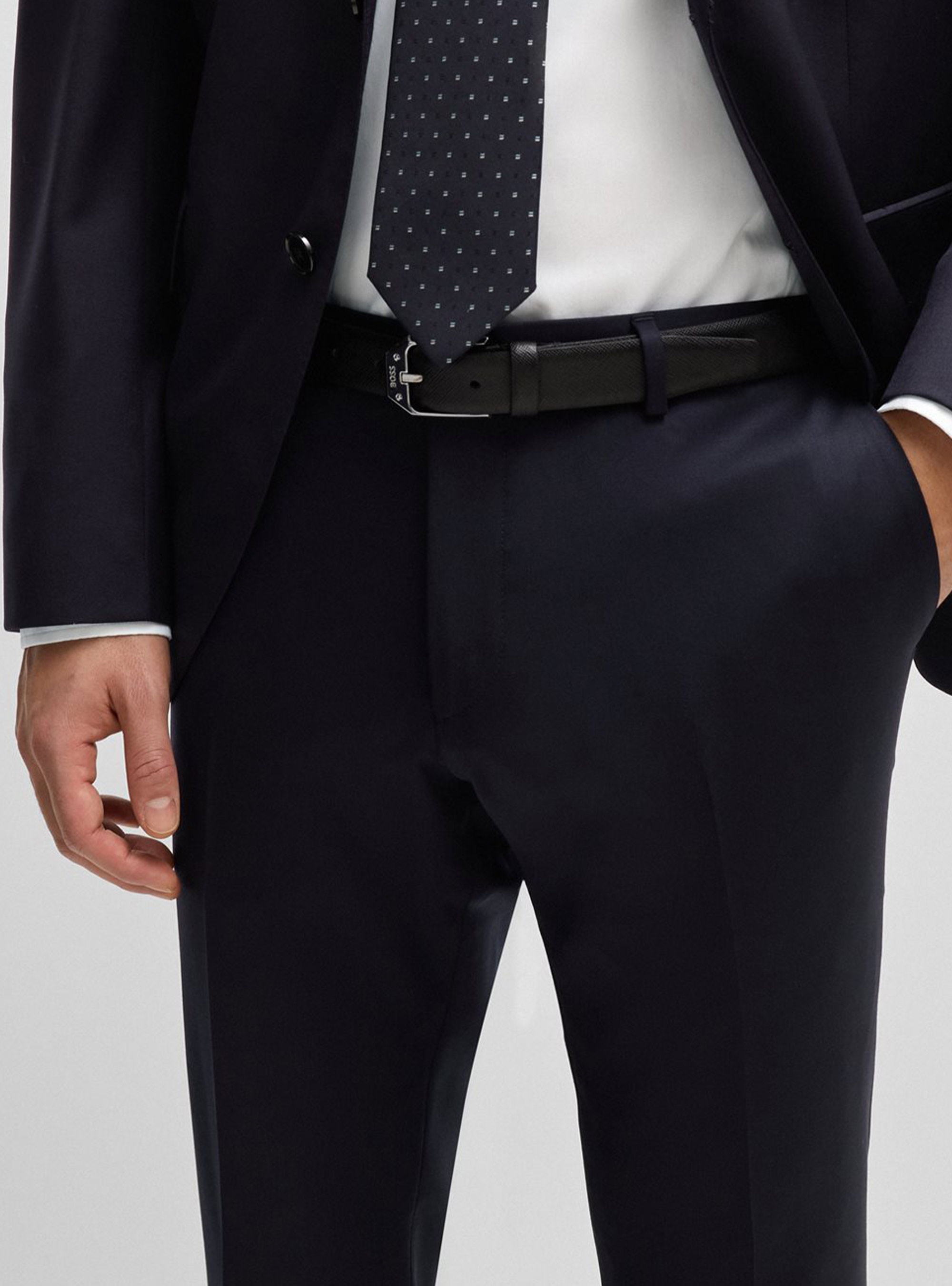 BOSS Extra Slim Fit Virgin Wool Trousers H-Wenten-B1 - Dark Blue